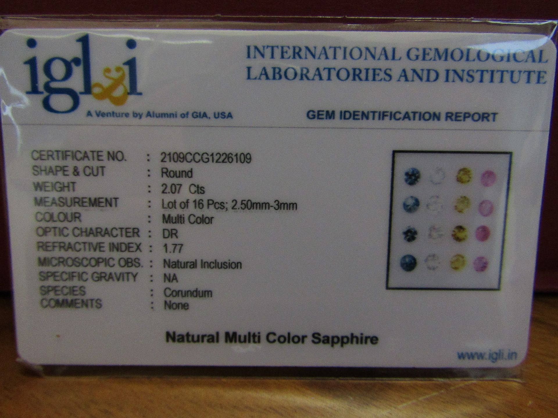 IGL&I Certified - Natural Sri Lanka Sapphires - 2.07 Carats -  VVS Clarity - (Untreated - Image 2 of 3