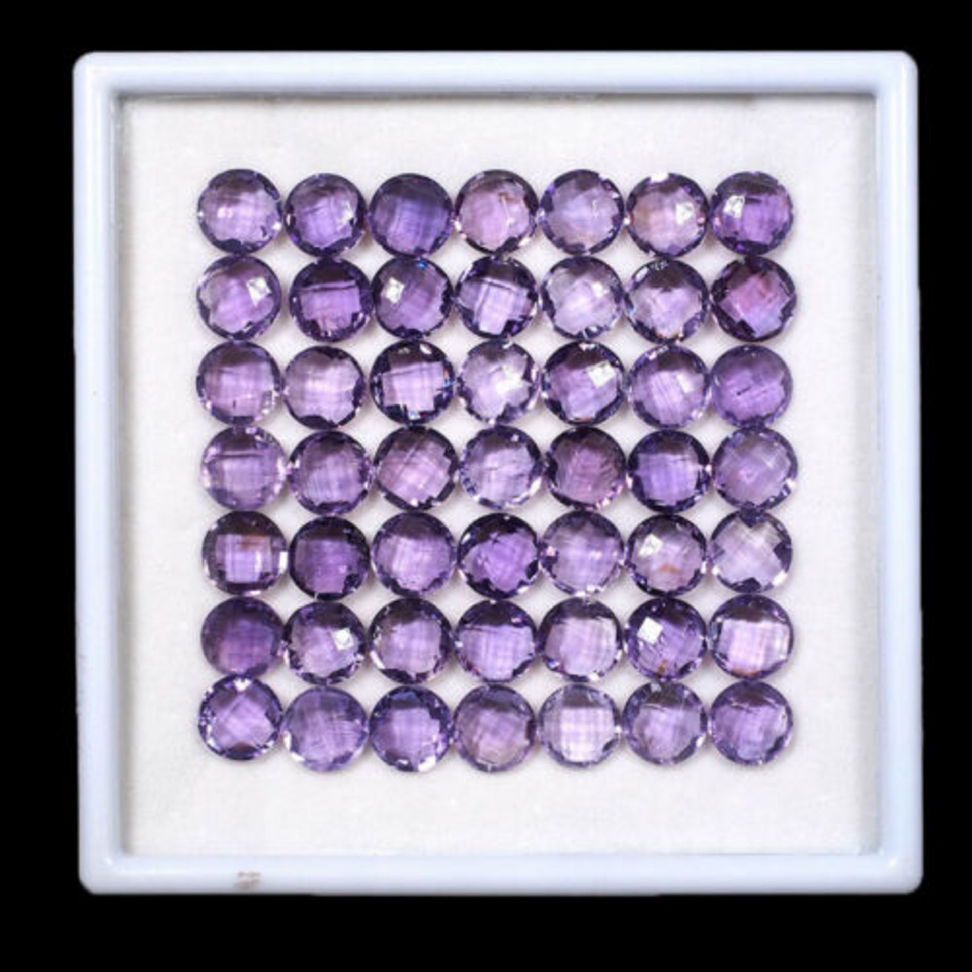IGL&I Certified - Natural Brazilian Amethyst - 78.75 Carats - 50 Pieces - Checkerboard Diamond round