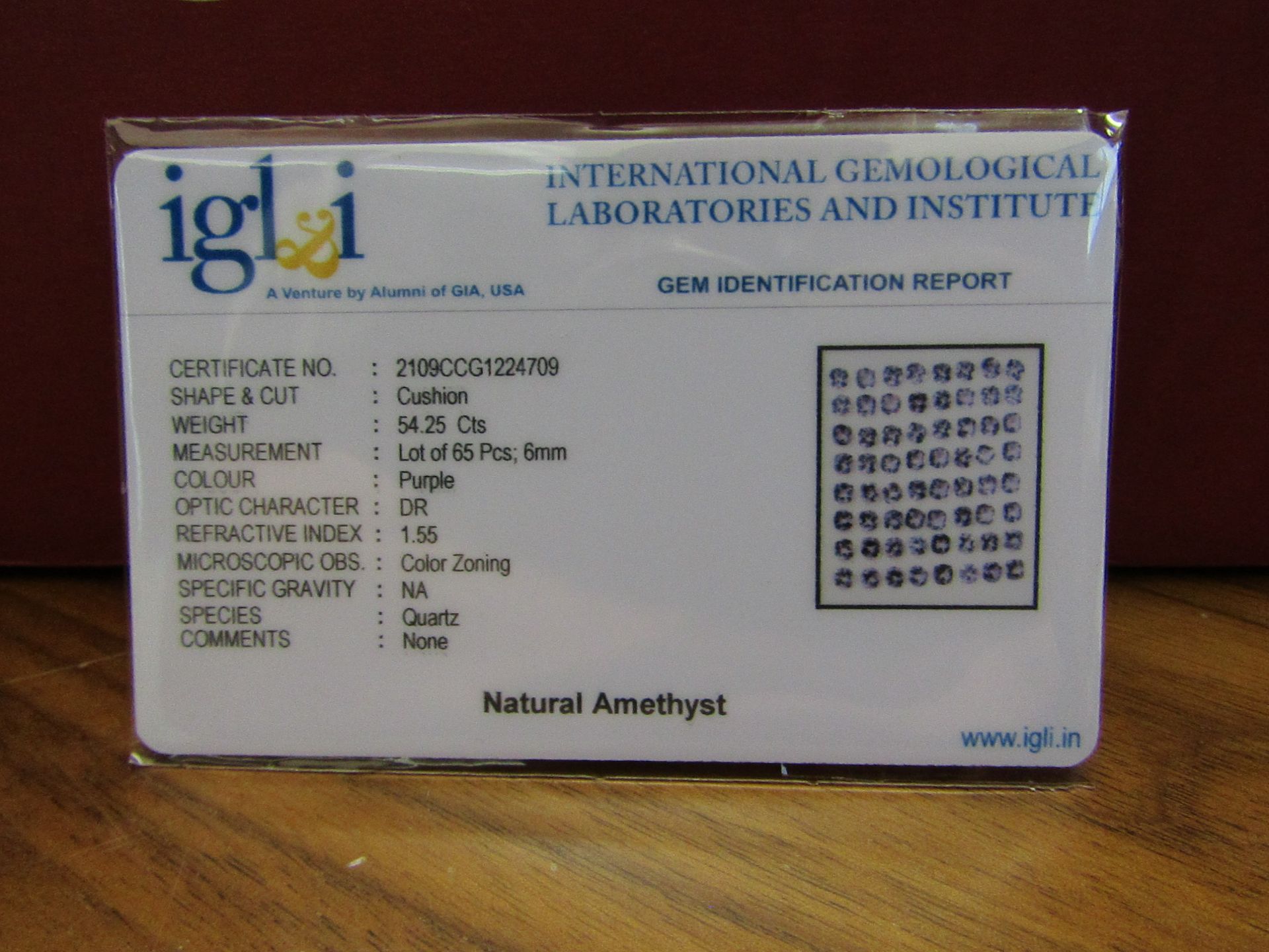 IGL&I Certified - Natural Brazilian Amethyst - 54.25 Carats - 65 Pieces - Cushion cut - Average - Image 2 of 3