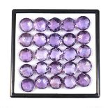 IGL&I Certified - Natural Brazilian Amethyst - 60.00 Carats - 25 Pieces - Checkerboard Round Cut -