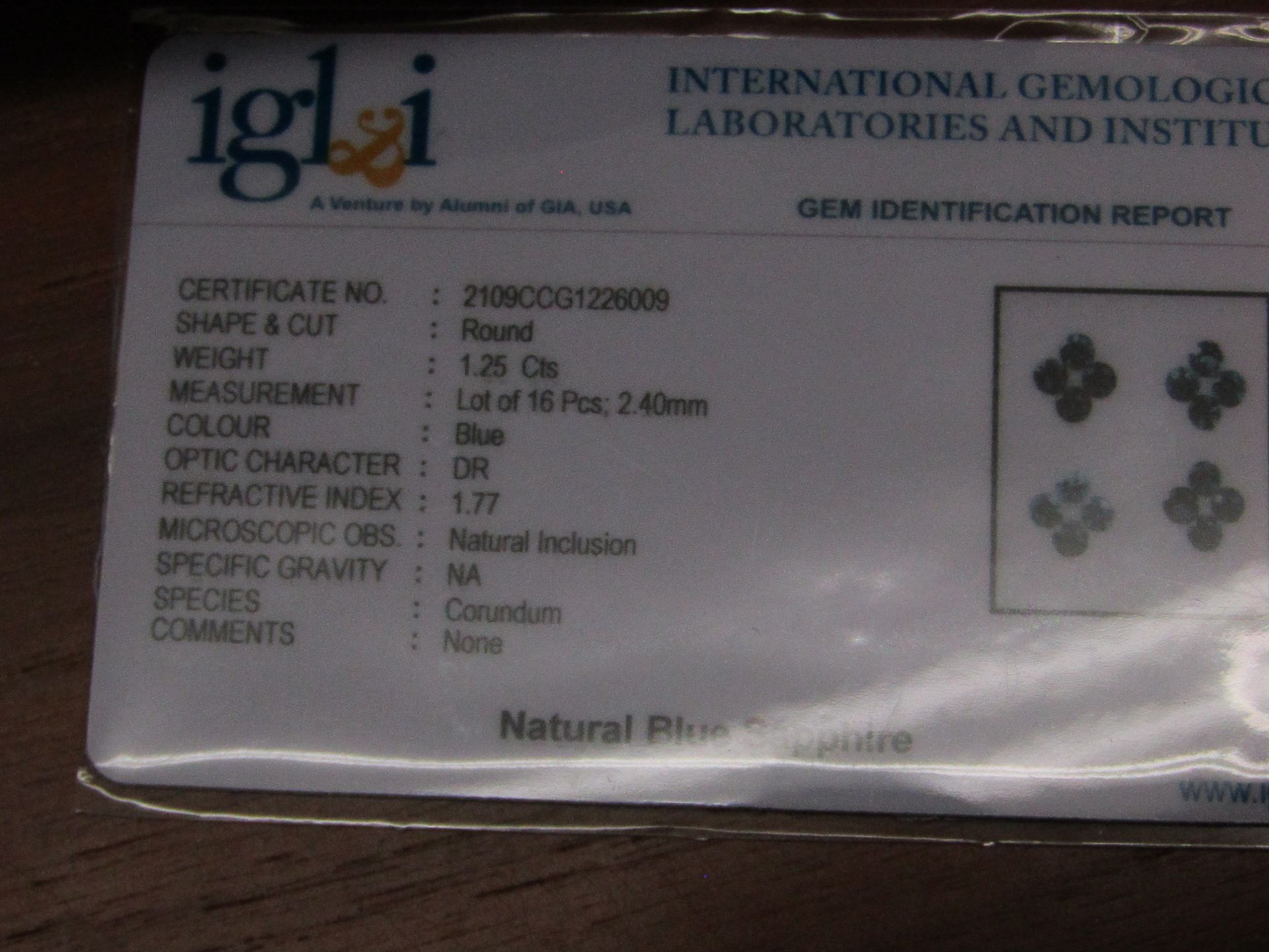 IGL&I Certified - Natural Sri lanka Blue Sapphires - 1.25 Carats - (Unheated - Untreated) Diamond - Image 2 of 3