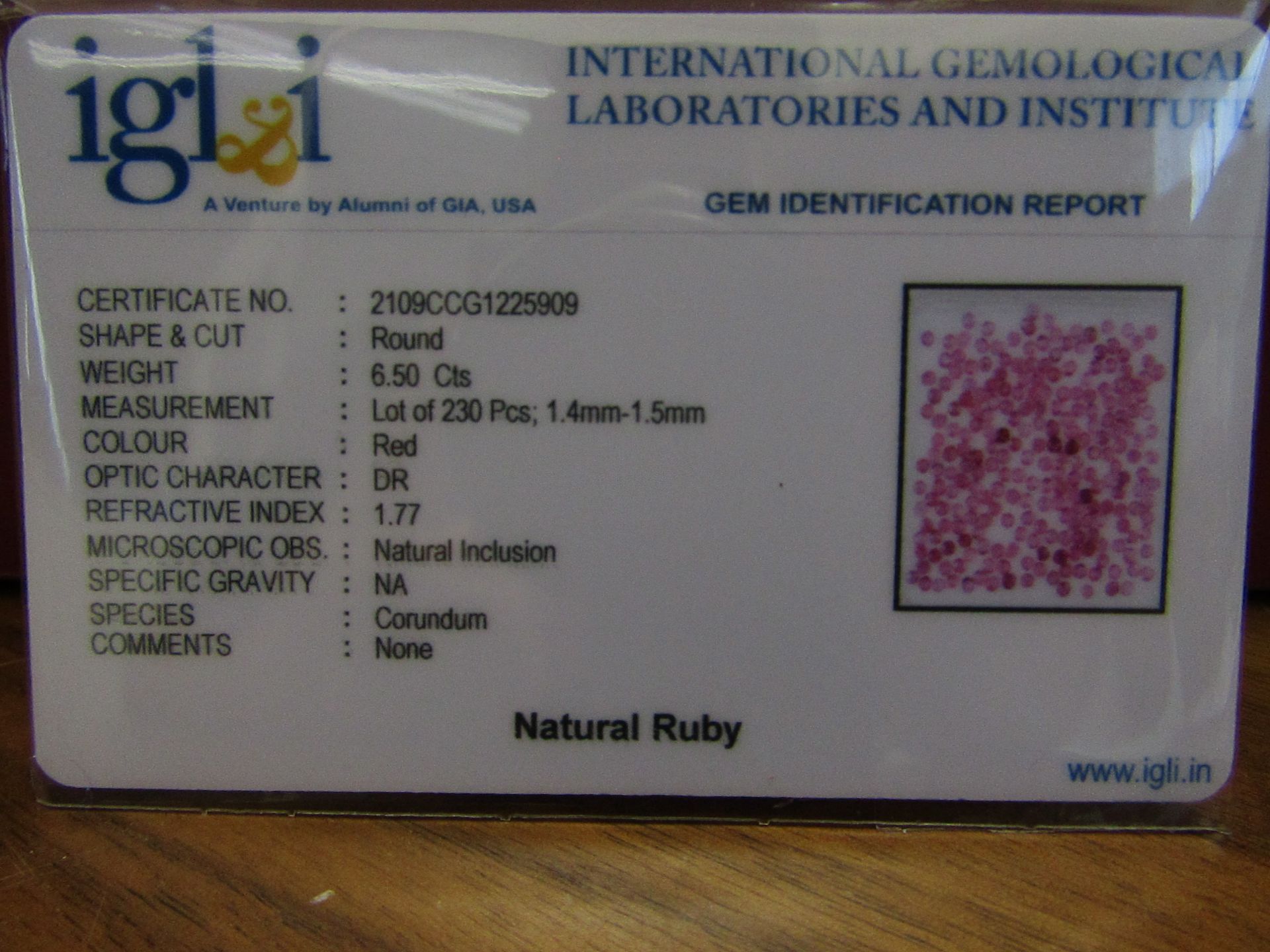 IGL&I Certified - Natural Rubies - 6.50 carats - 230 Pieces - (Unheated Untreated) - Diamond round - Image 2 of 3