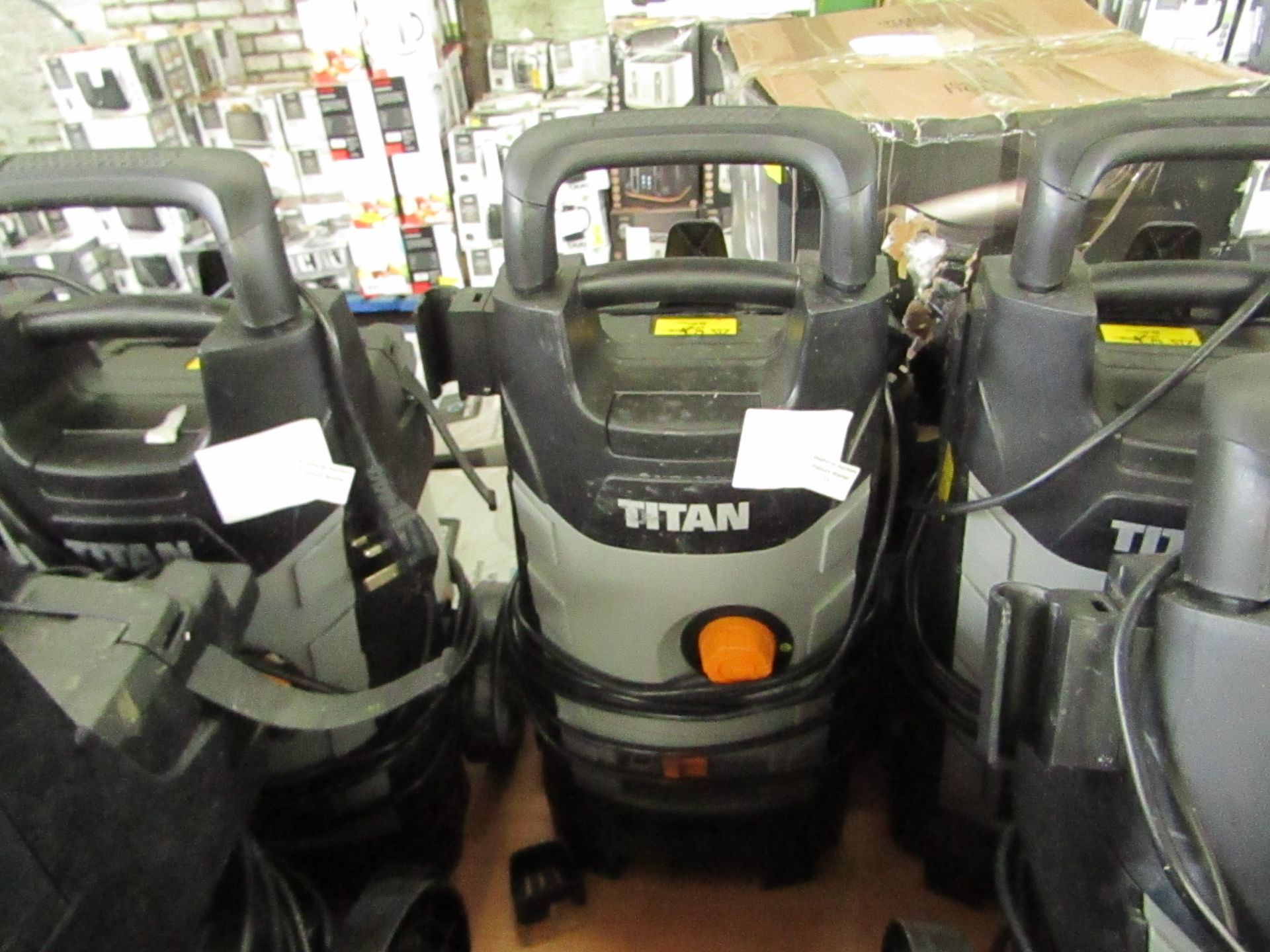 Titan - 1800w High Pressure Washer - TTB1800PRW - Item Power On - Please Note No Attachment Present.