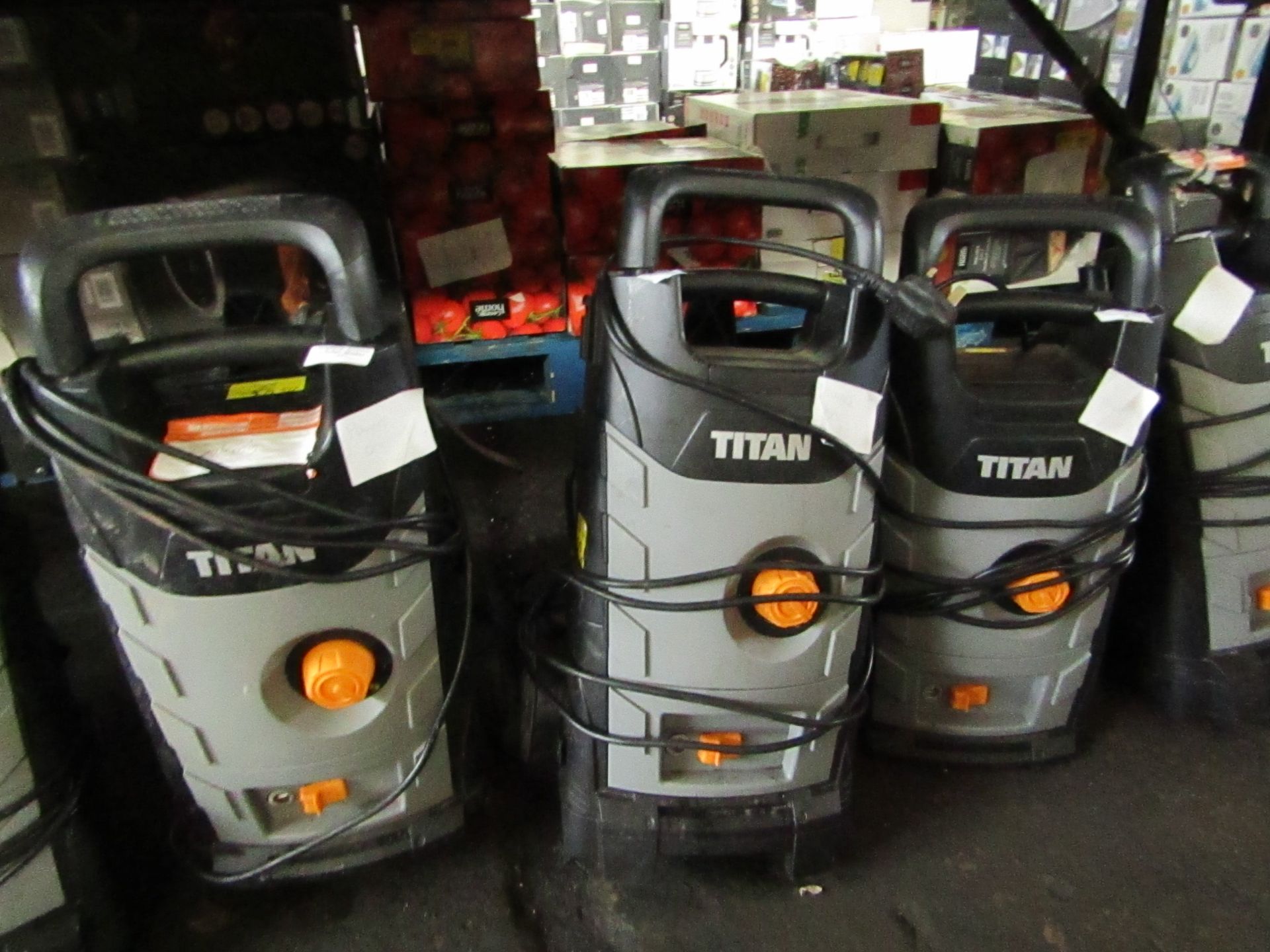 Titan - 1800w High Pressure Washer - TTB1800PRW - Item Power On - Please Note No Attachment Present.