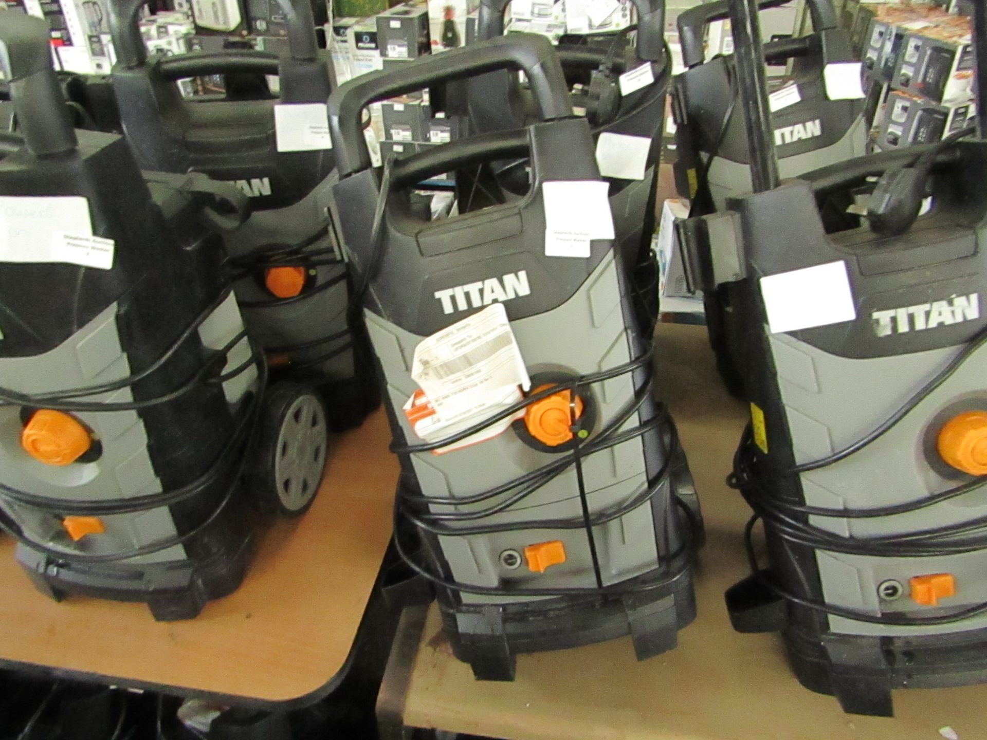 Titan - 1800w High Pressure Washer - TTB1800PRW - Item Power On - Please Note No Attachment Present.