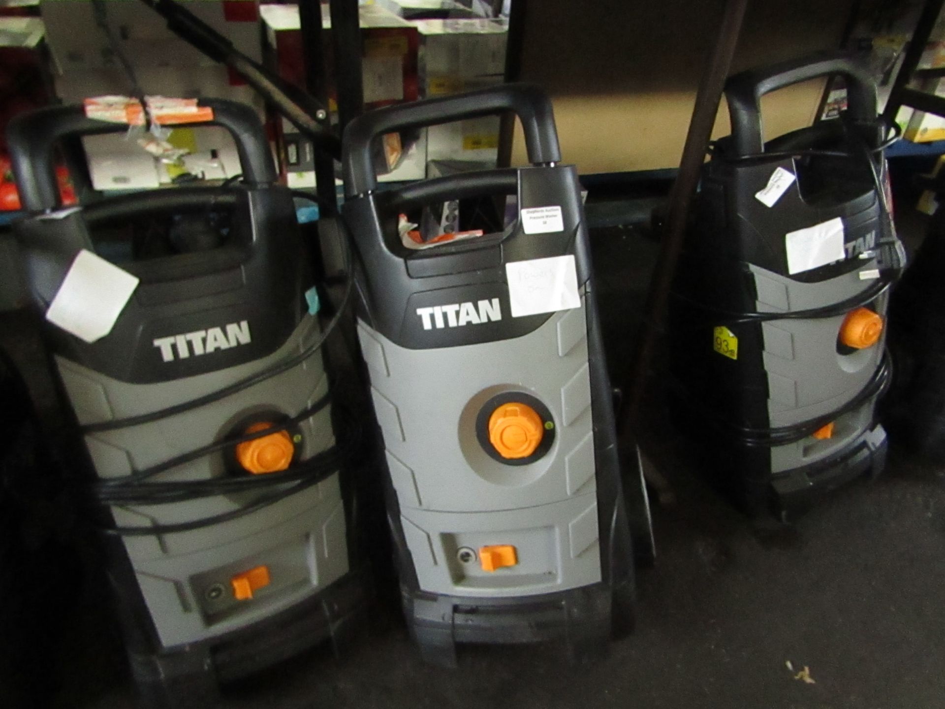 Titan - 1800w High Pressure Washer - TTB1800PRW - Item Power On - Please Note No Attachment Present.