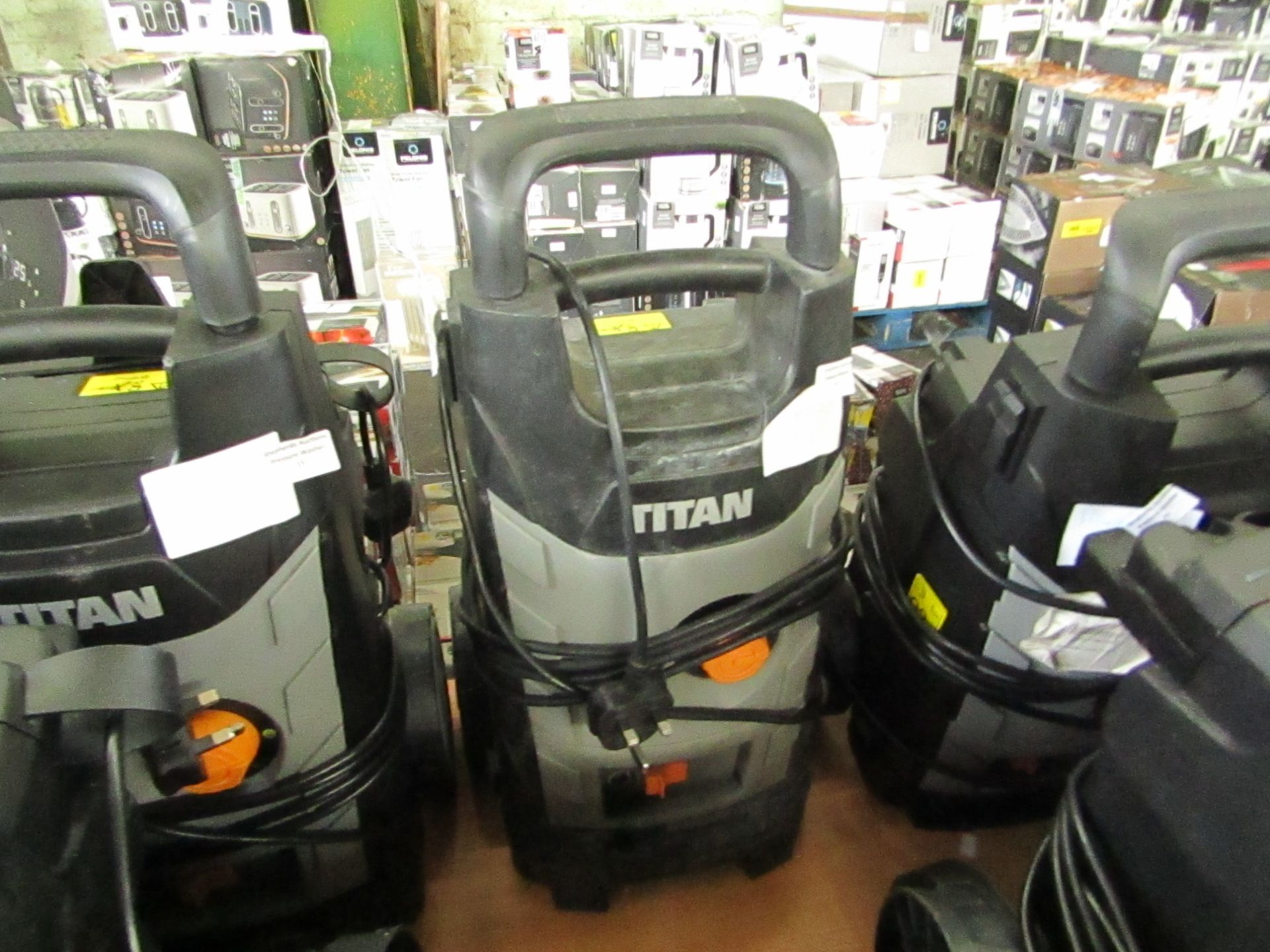 Titan - 1800w High Pressure Washer - TTB1800PRW - Item Power On - Please Note No Attachment Present.