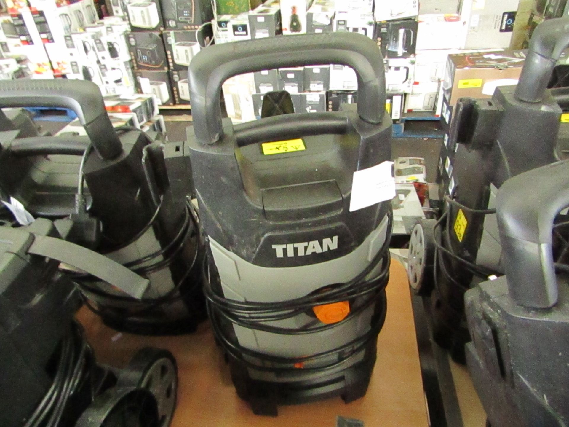 Titan - 1800w High Pressure Washer - TTB1800PRW - Item Power On - Please Note No Attachment Present.