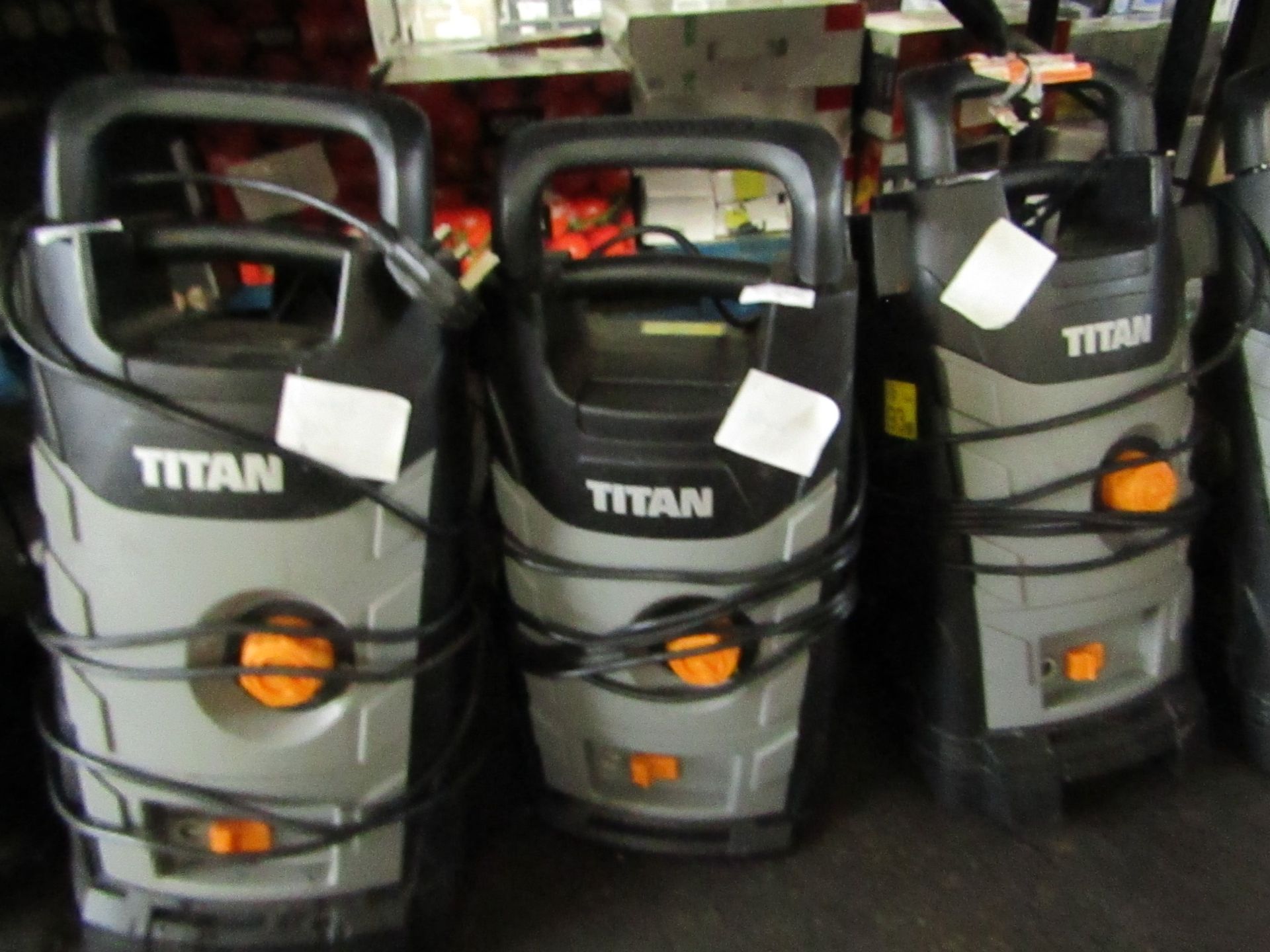 Titan - 1800w High Pressure Washer - TTB1800PRW - Item Power On - Please Note No Attachment Present.