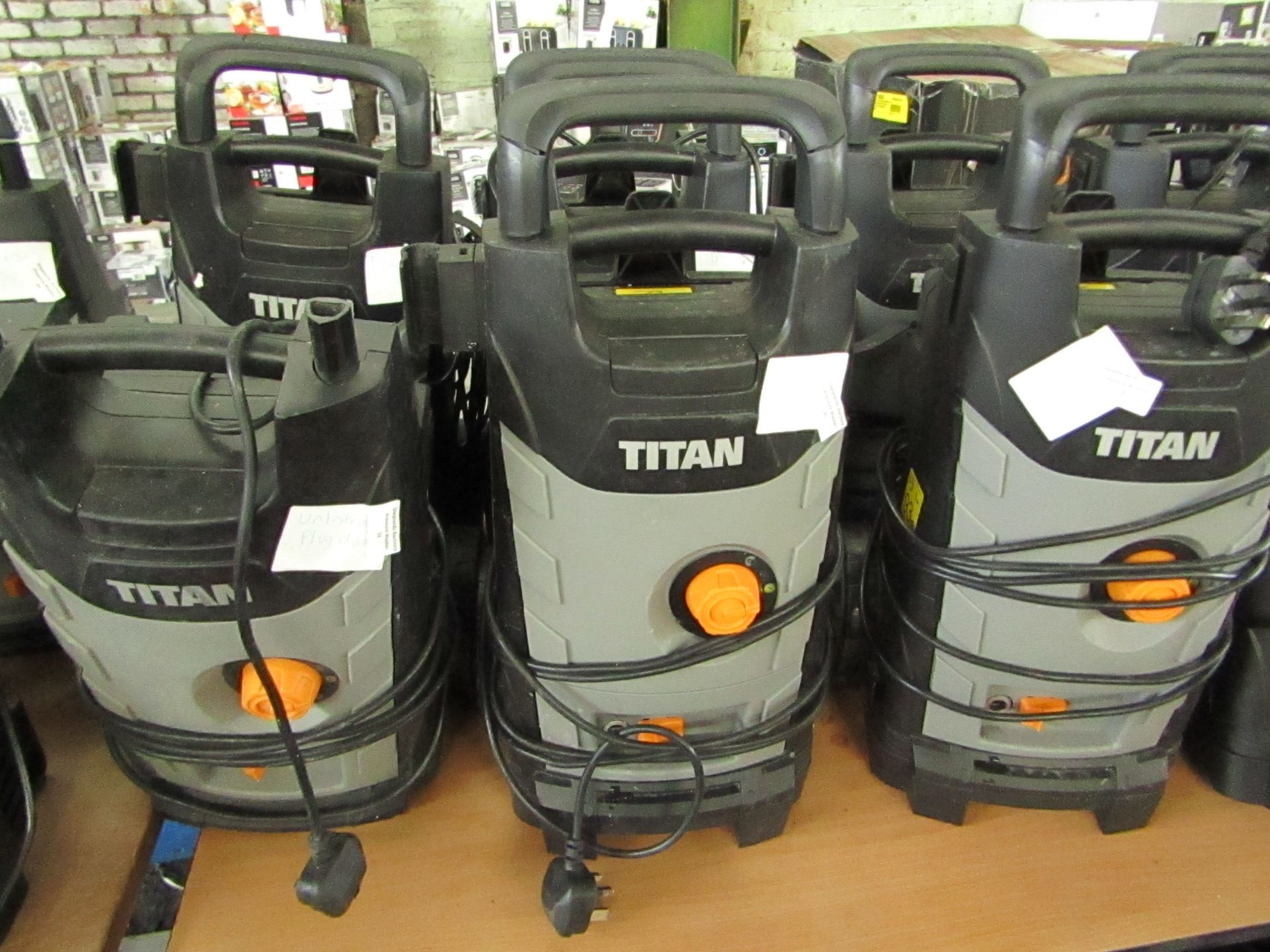 Titan - 1800w High Pressure Washer - TTB1800PRW - Item Power On - Please Note No Attachment Present.