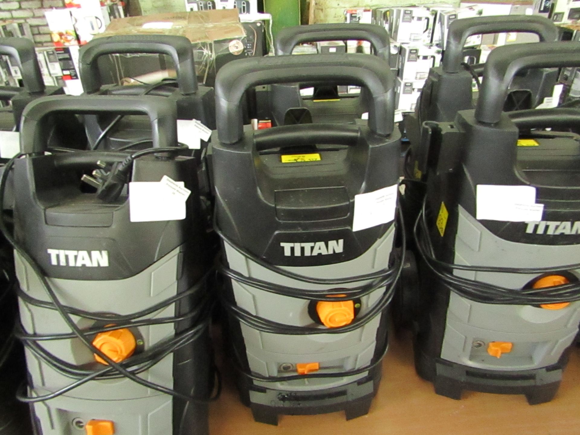 Titan - 1800w High Pressure Washer - TTB1800PRW - Item Power On - Please Note No Attachment Present.