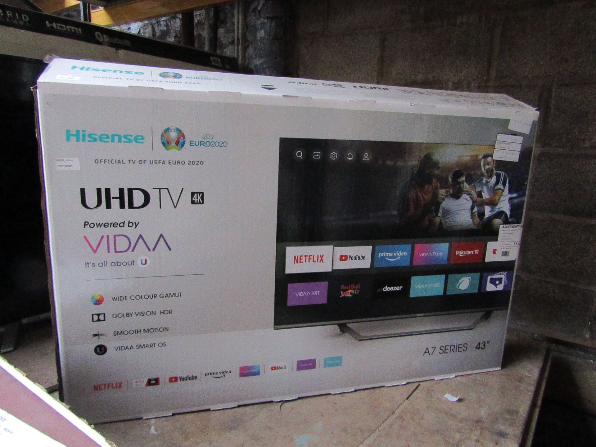 Hisense 43AE7400FTUK 43" 4K UHD TV, Tested working for picture via HDMI Feed, comes with original
