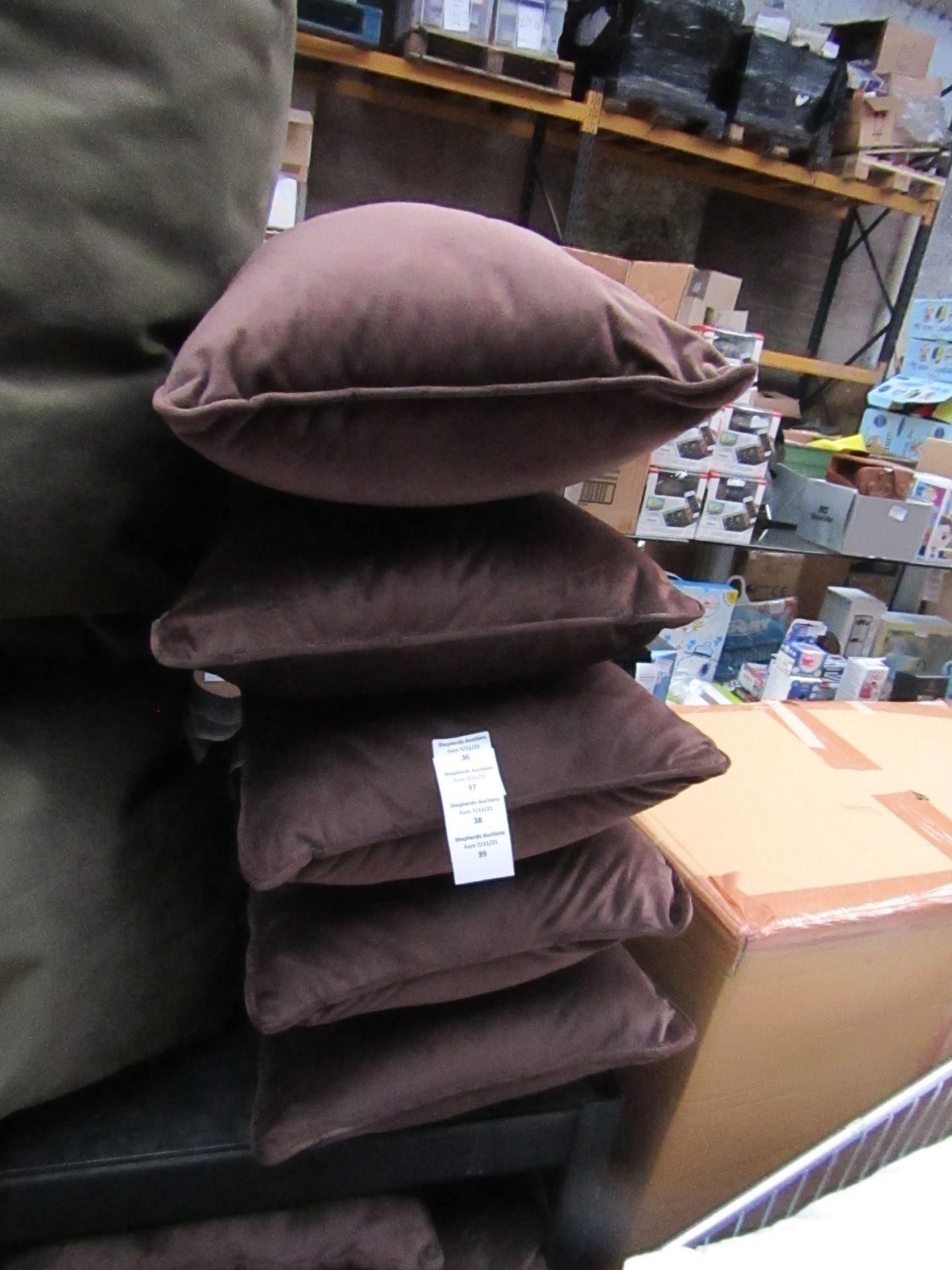 Costco set of 2x cushions velvet, no major damage.