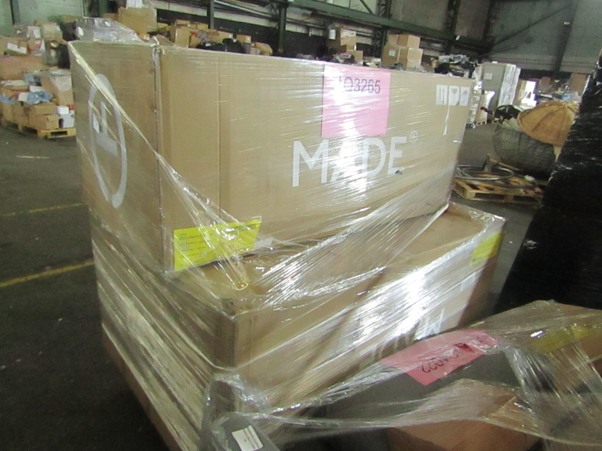 Mixed pallet of Made.com customer returns to include 3 items of stock with a total RRP of