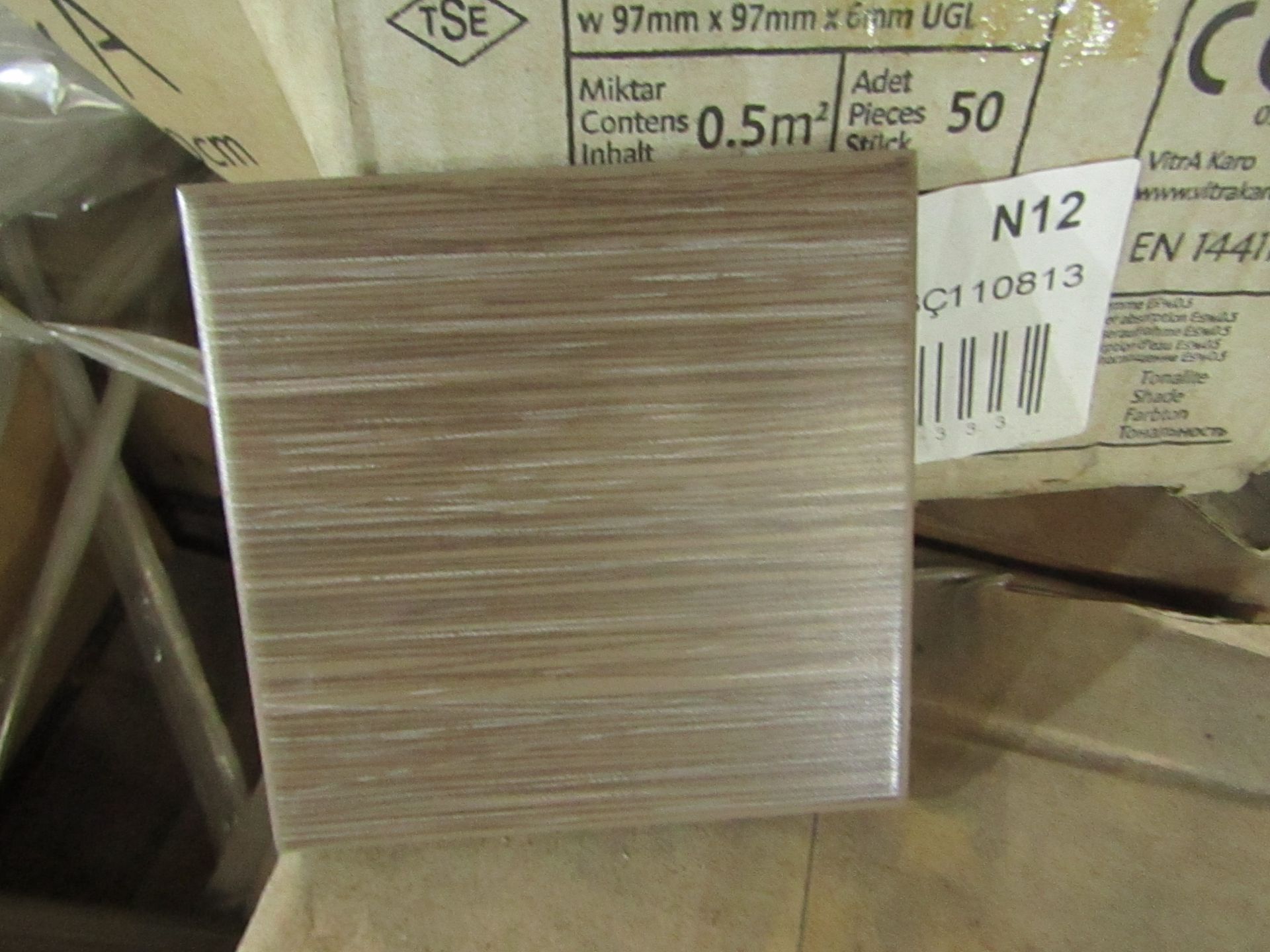 20x Boxes of 50 Vitra Elegant Mocha (K334411) tiles 100 x 100 x 6mm, brand new. Total RRP £22 a Box,