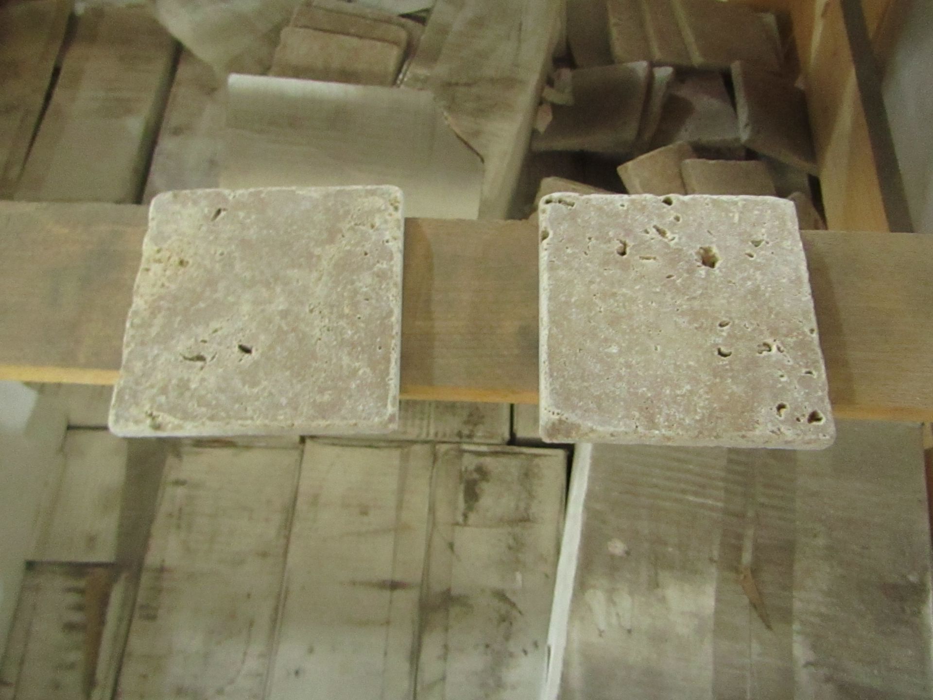 10x Boxes of 50 Tumbled travertine tiles 100 x 100mm, brand new. Total RRP £40 a Box, Total RRP £