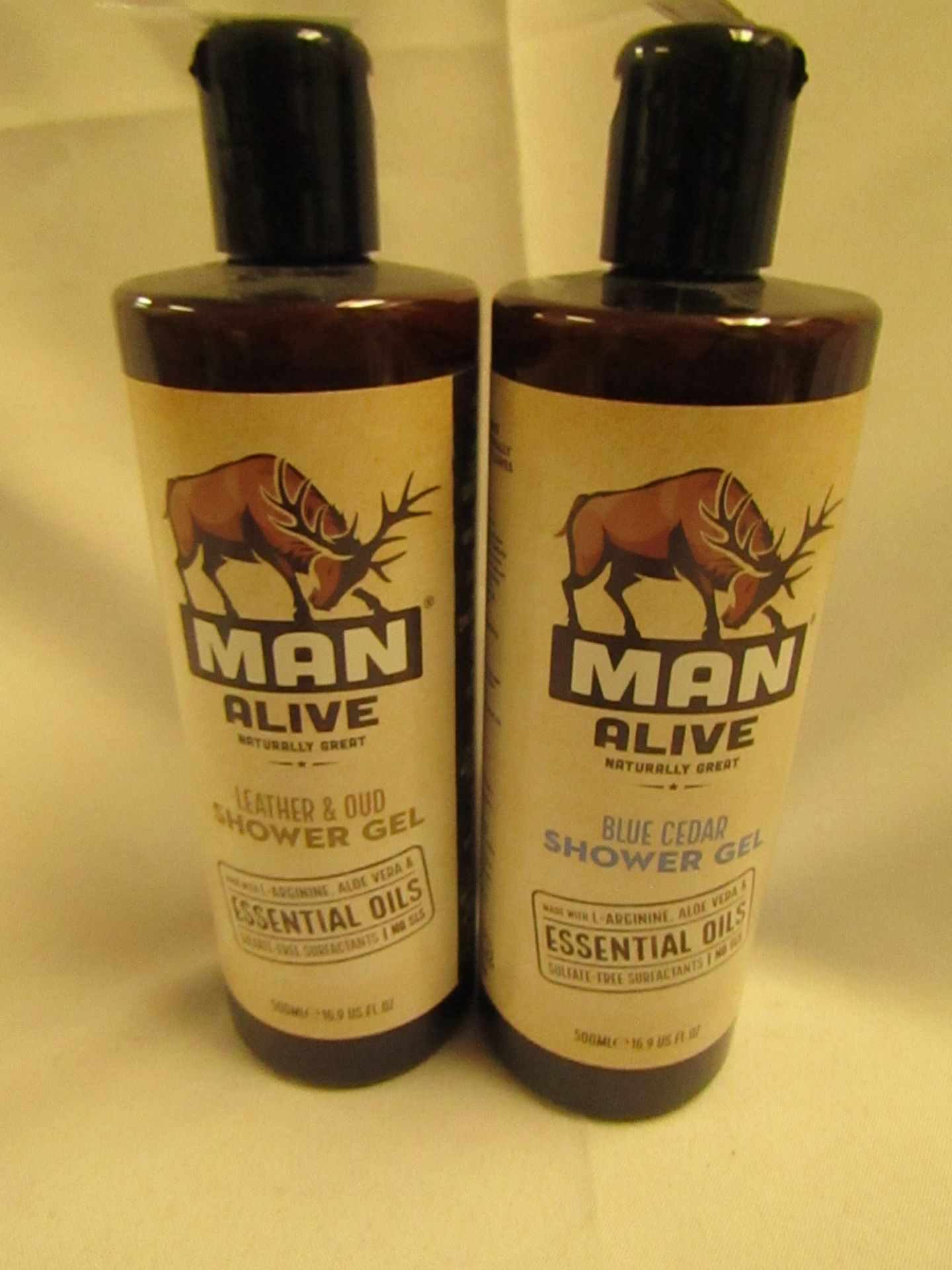 2 X Man Alive Shower Gels Packed With Essential Oils Each 500mls Both New