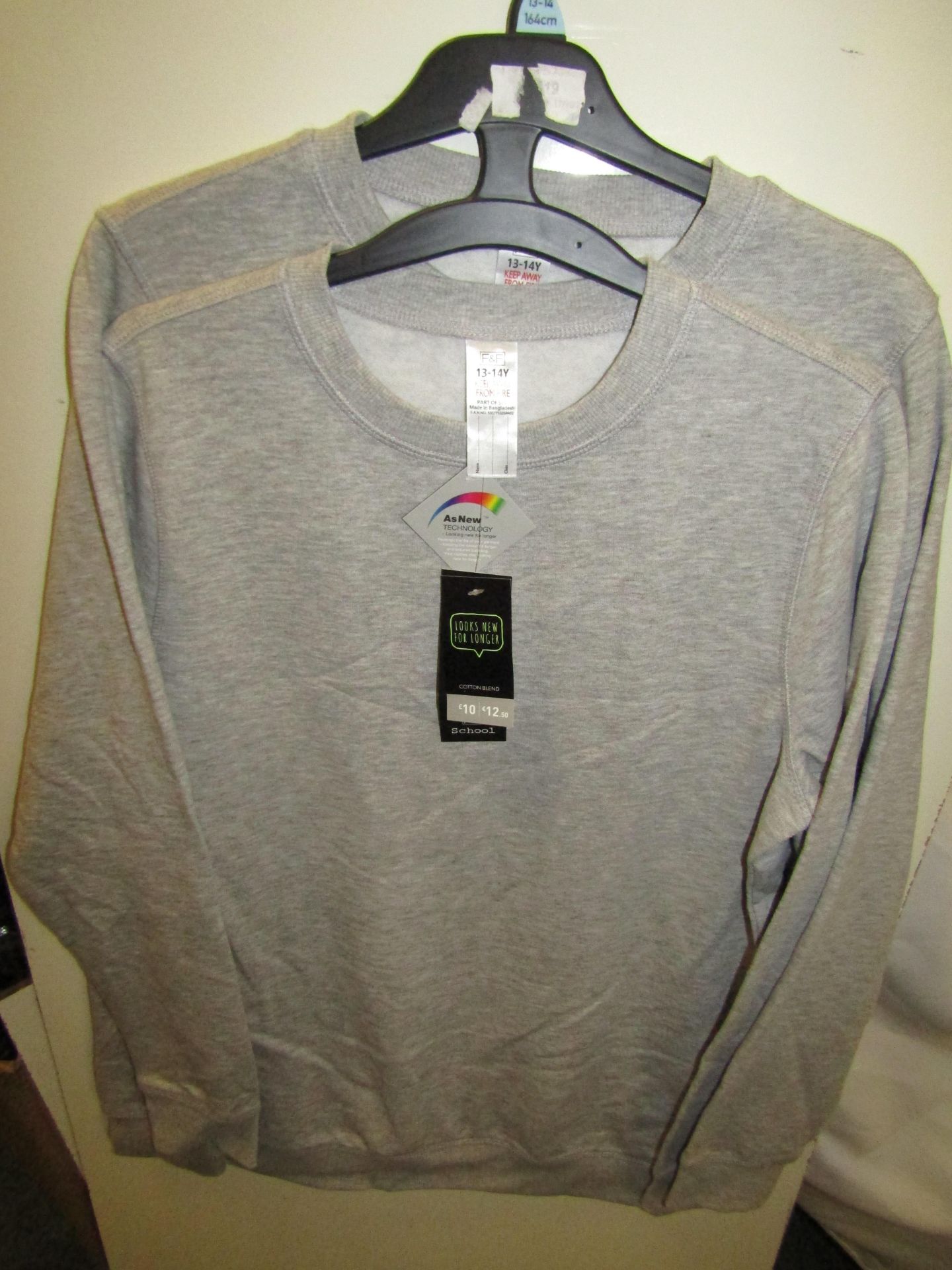 2 X Primark Sweatshirts Grey Aged 14-15 yrs New With Tags
