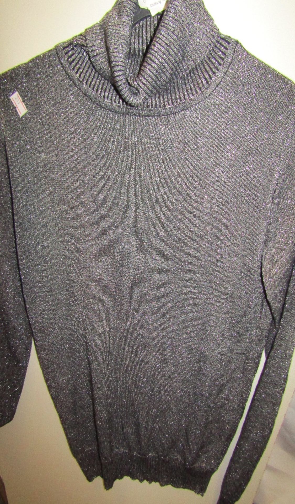 Night Addict Silver Shimmer Polo Neck Jumper Ladies Size X/S New