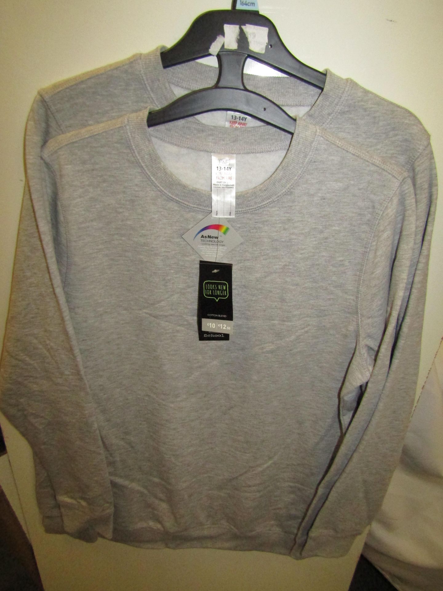 2 X Primark Sweatshirts Grey Aged 14-15 yrs New With Tags