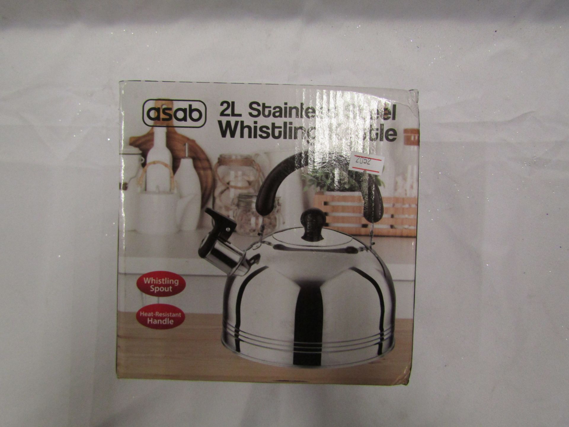 1 x Asab 2L Stainless Steel Whistling Kettle packaged new