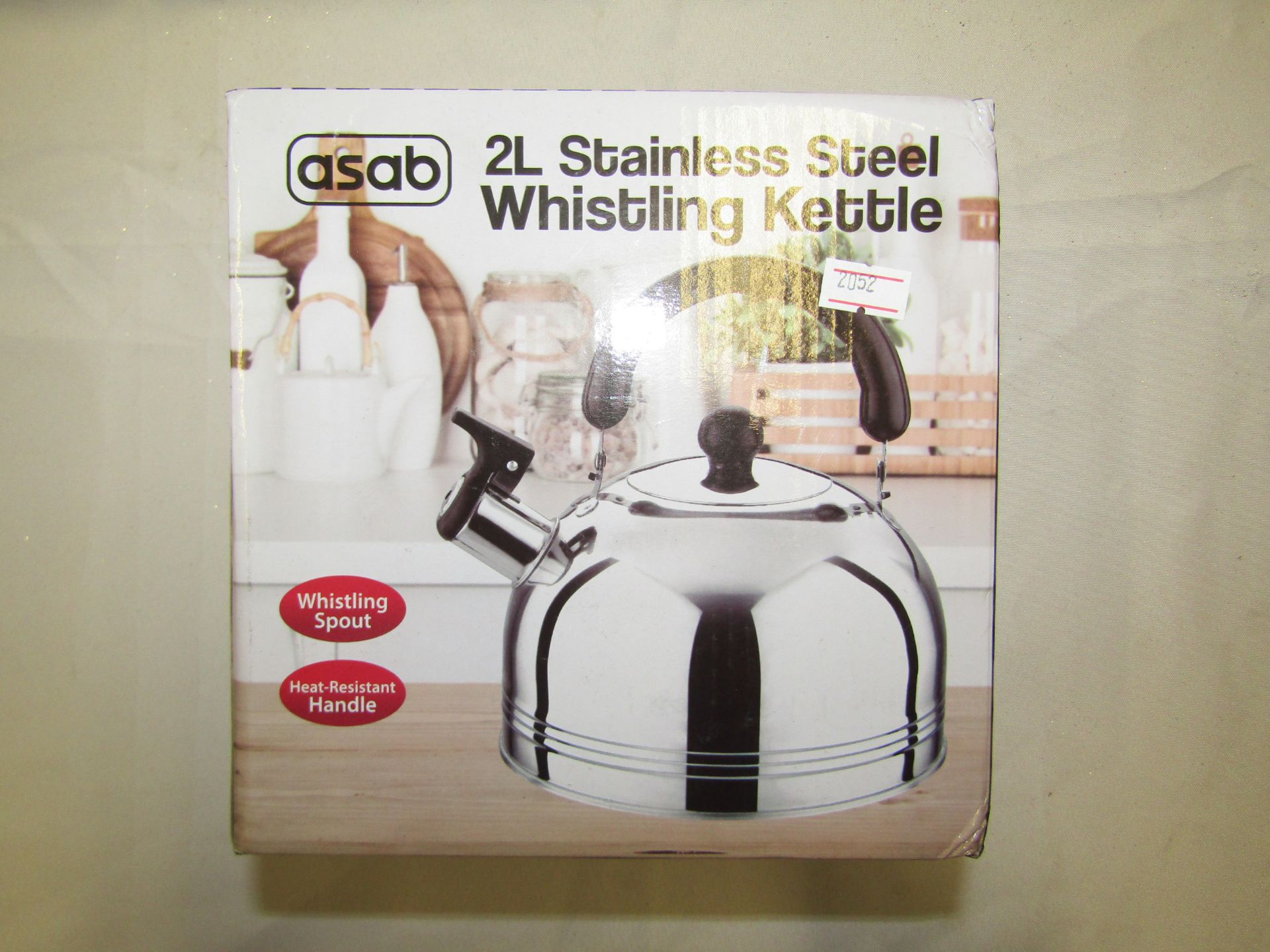 1 x Asab 2L Stainless Steel Whistling Kettle packaged new