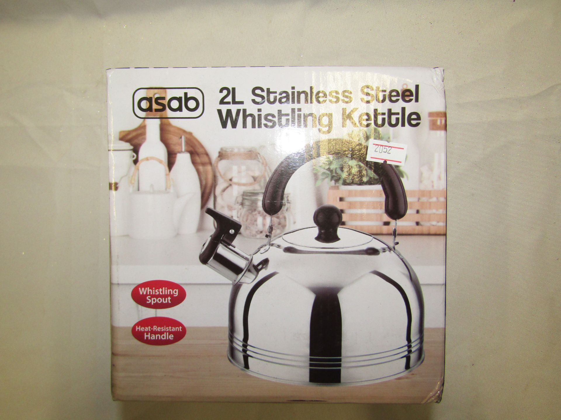 1 x Asab 2L Stainless Steel Whistling Kettle packaged new