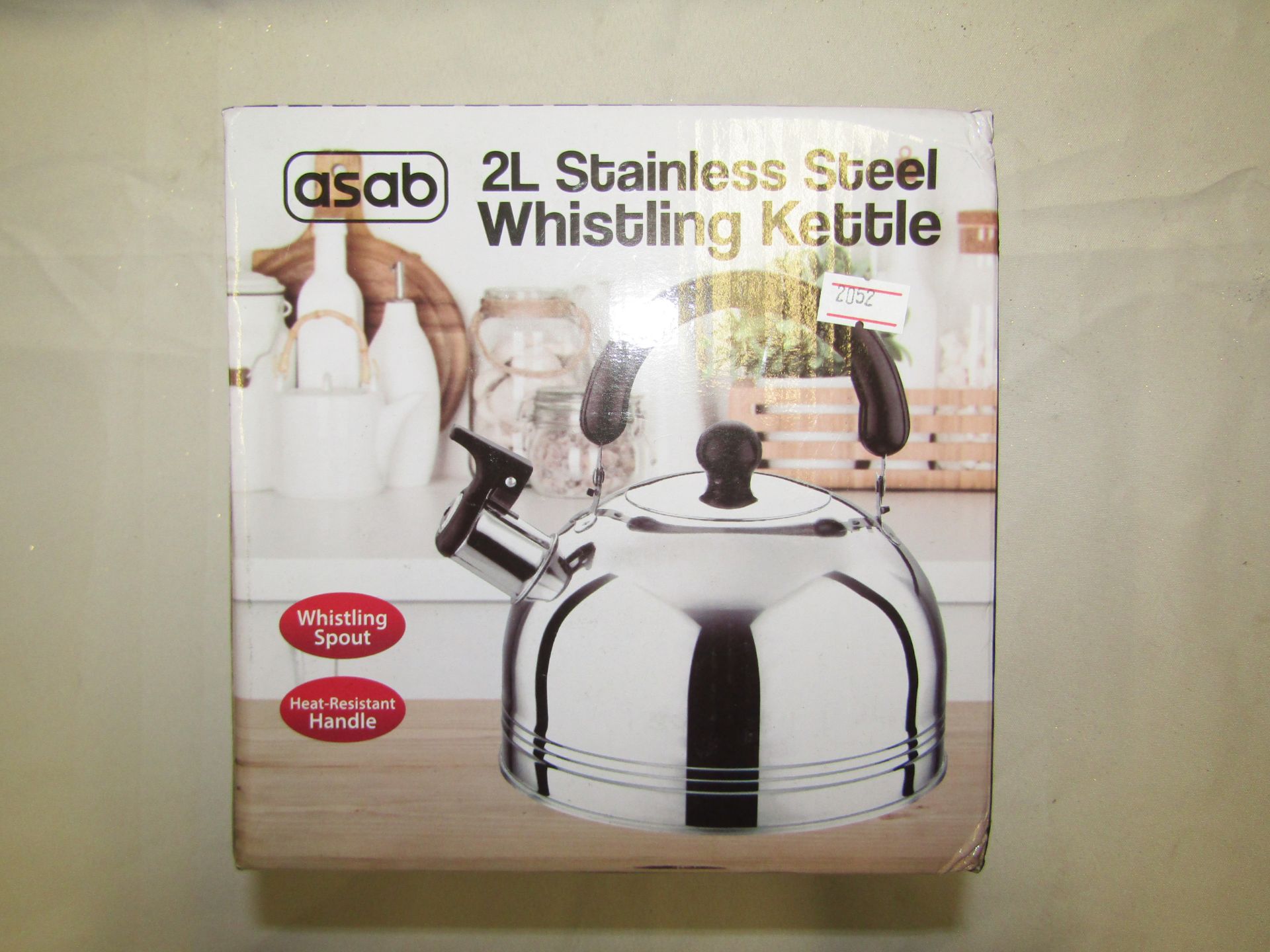 1 x Asab 2L Stainless Steel Whistling Kettle packaged new