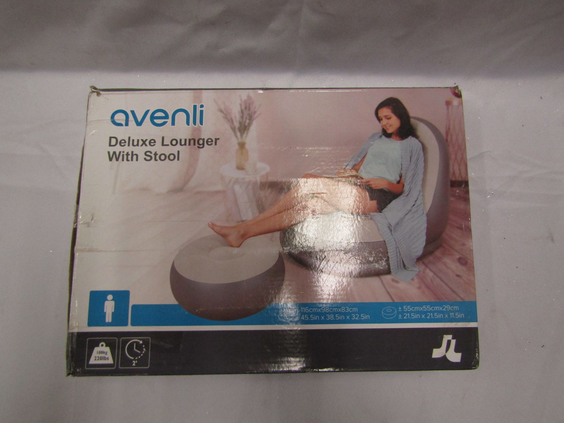 1 x Avenol Deluke Lounger With Stool packaged unchecked