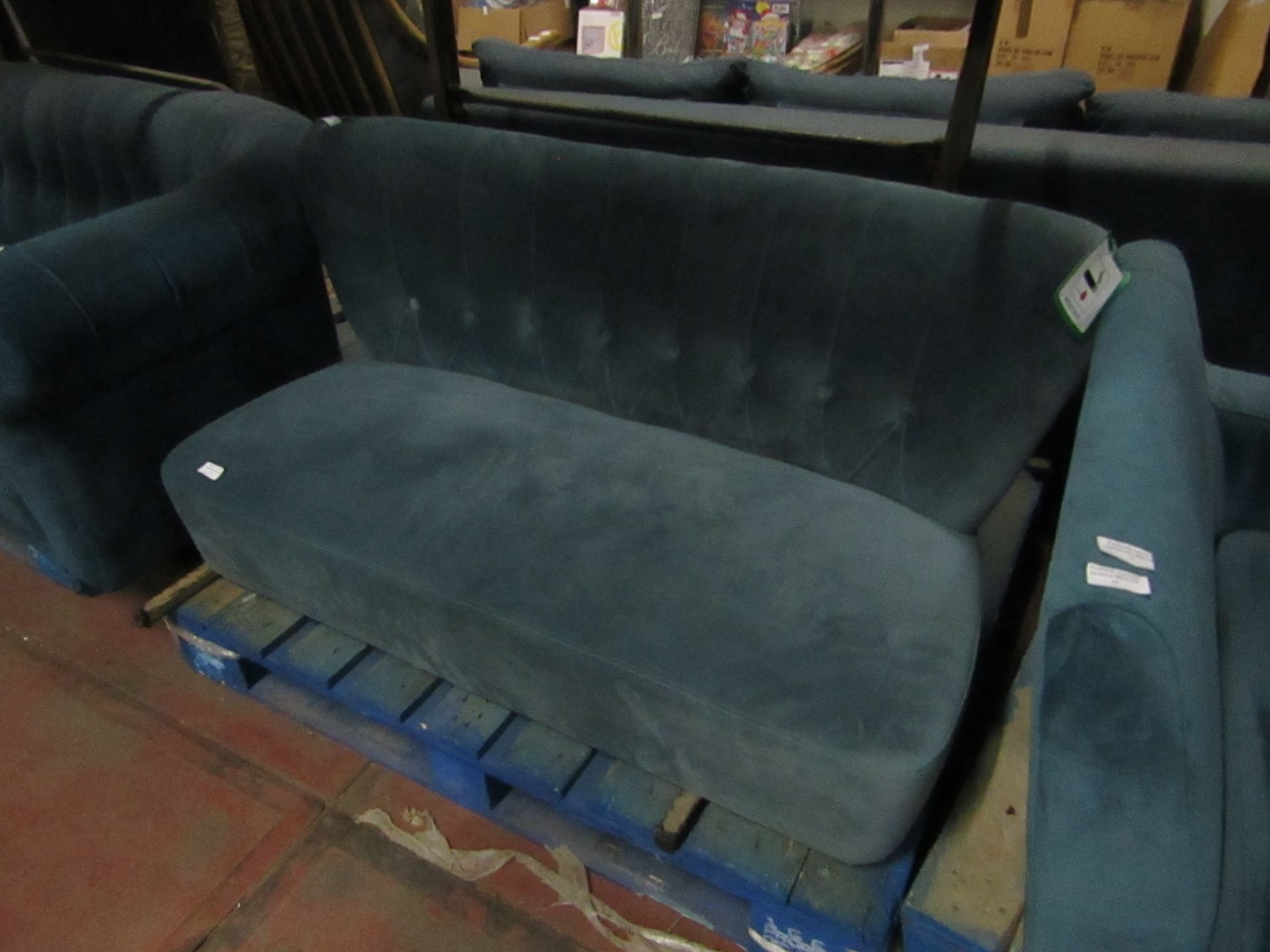 | 1X | MADE.COM CHARLEY 2 SEATER SOFA | GOOD CONDITION BUT MISSING LEGS | (THIS CONDITION REPORT