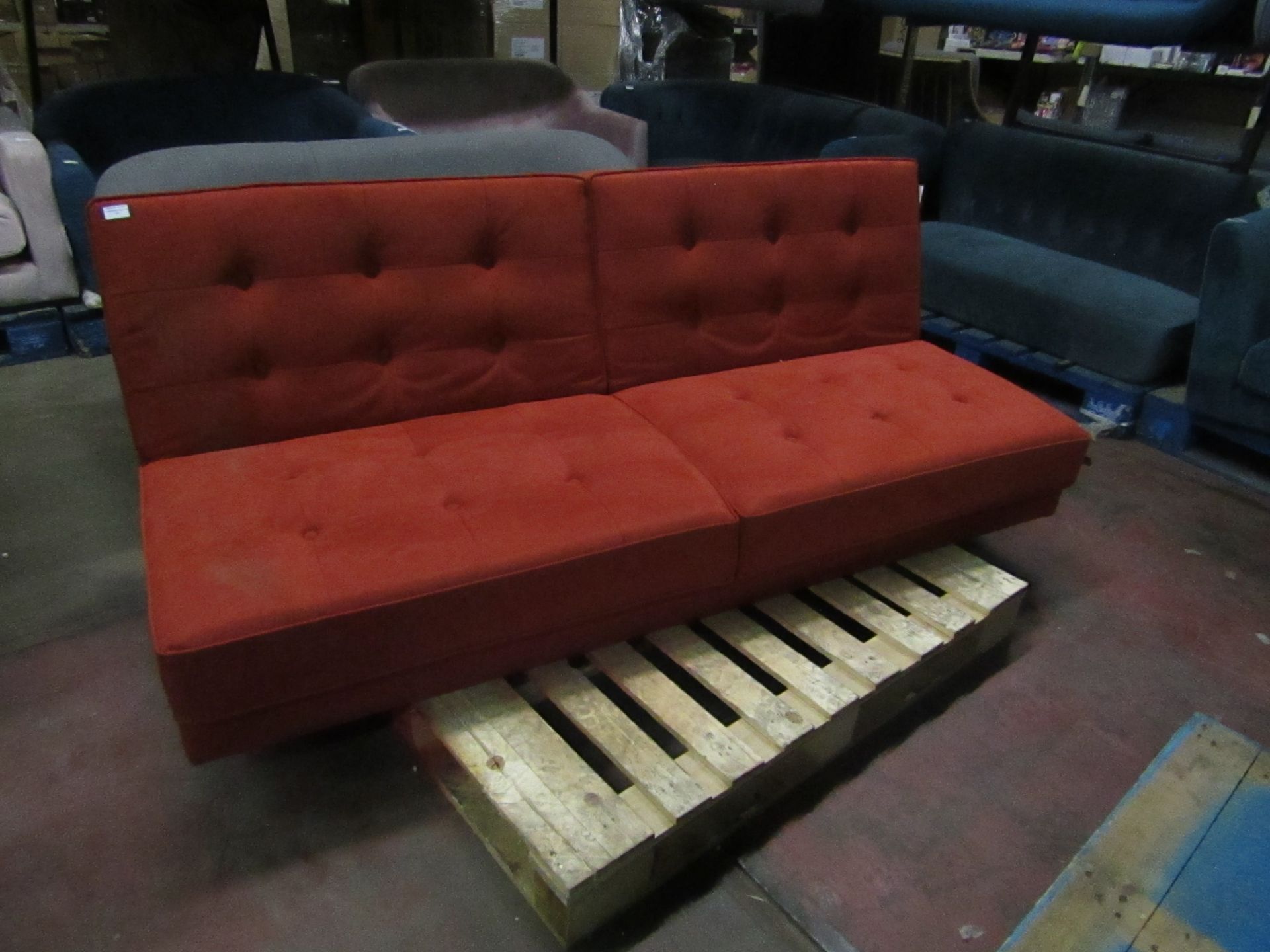 | 1X | MADE.COM ROSSLYN CLICK CLACK SOFA BED | GOOD CONDITION BUT MISSING FEET & ARMS | RRP £399 |