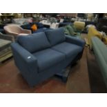 | 1x | MADE.COM 2 SEATER SOFA BED | BLUE | GOOD CONDITION & INCLUDES FEET (THIS IS OUR OPINION THERE