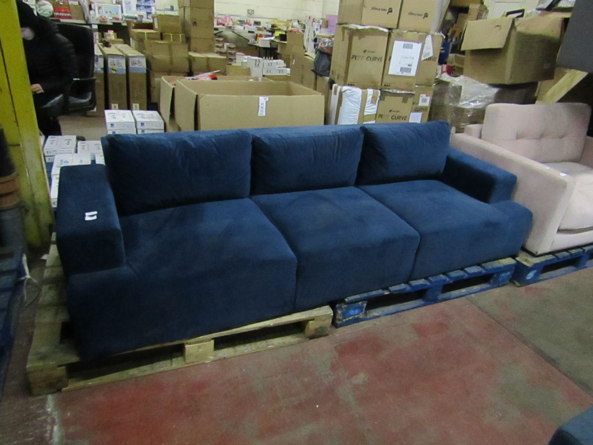 | 1X | MADE.COM VELVET 3 SEATER SOFA | NO MAJOR DAMAGE (PLEASE NOTE, THIS DOES NOT PROVIDE ANY