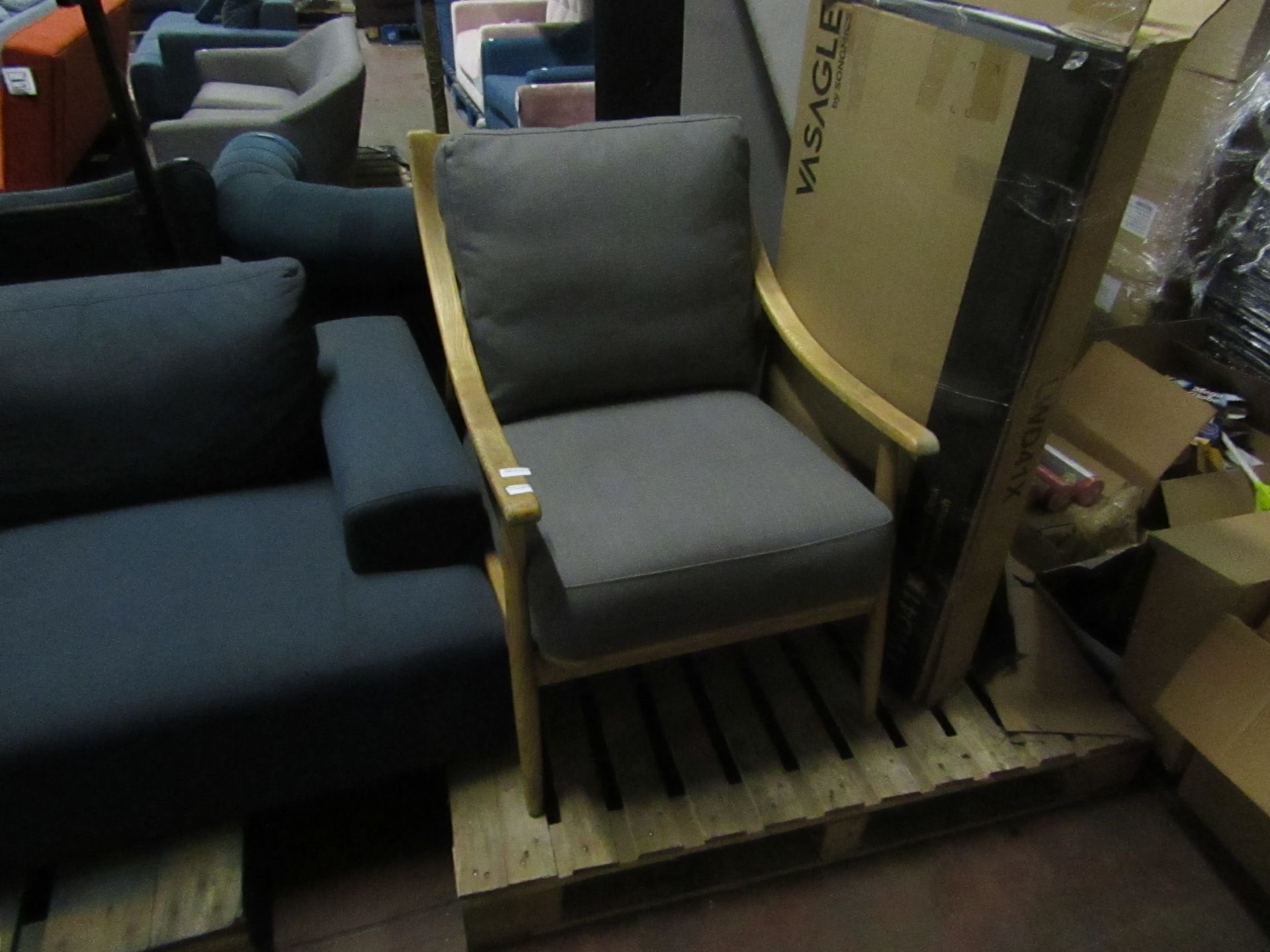 | 1X | COX AND COX WOODEN CUSHIONED ARMCHAIR | (PLEASE NOTE, THIS DOES NOT PROVIDE ANY WARRANTY OR