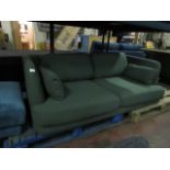 | 1X | MADE.COM 2 SEATER SOFA | GREEN | GOOD CONDITION BUT MISSING FEET | (THIS IS OUR OPINION SO