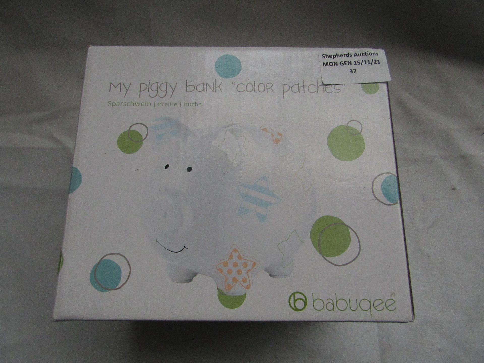 Babuqee - "Colour Patches" Piggy Bank - Unused & Boxed.