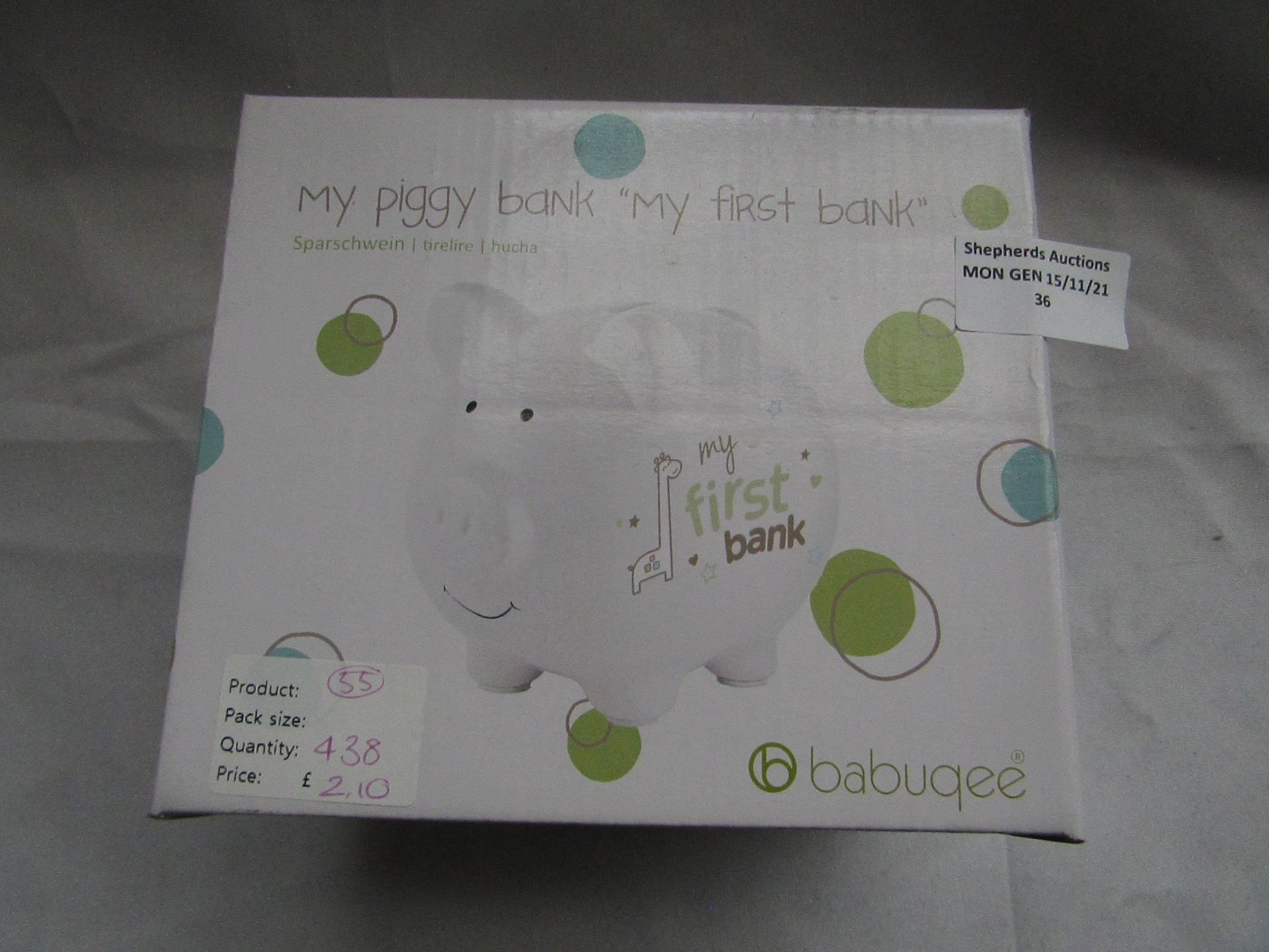 Babuqee - "My First Piggy Bank" Piggy Bank - Unused & Boxed.