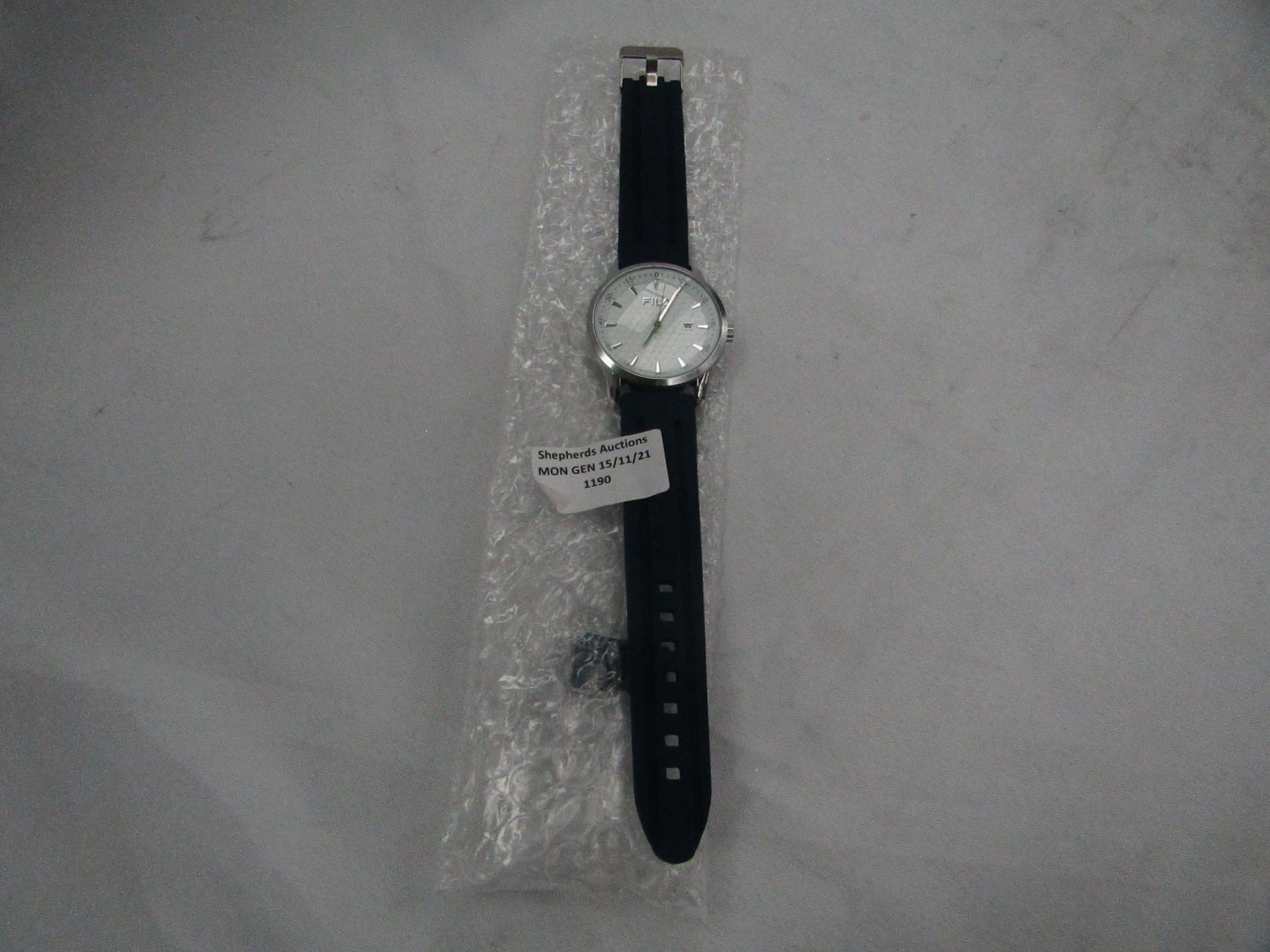 FILA Stainless Steel bezzle Navy Blue Silicone Straps - Tested Working & No Packaging.