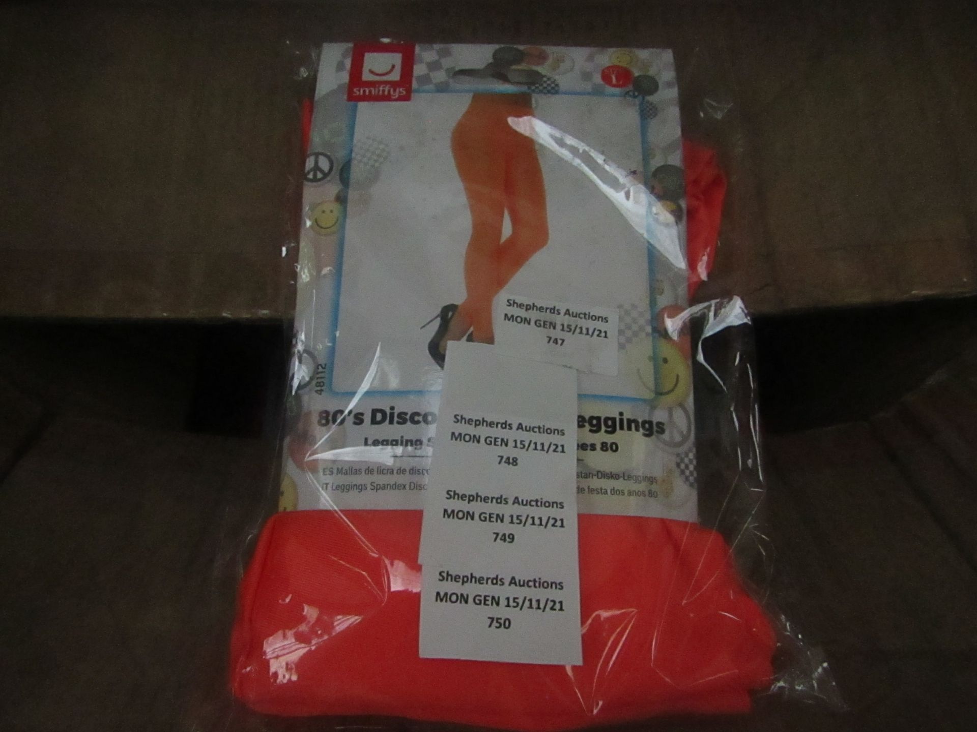 10x Smiffys - 80's Disco Orange Spandex Leggings - New & Packaged.