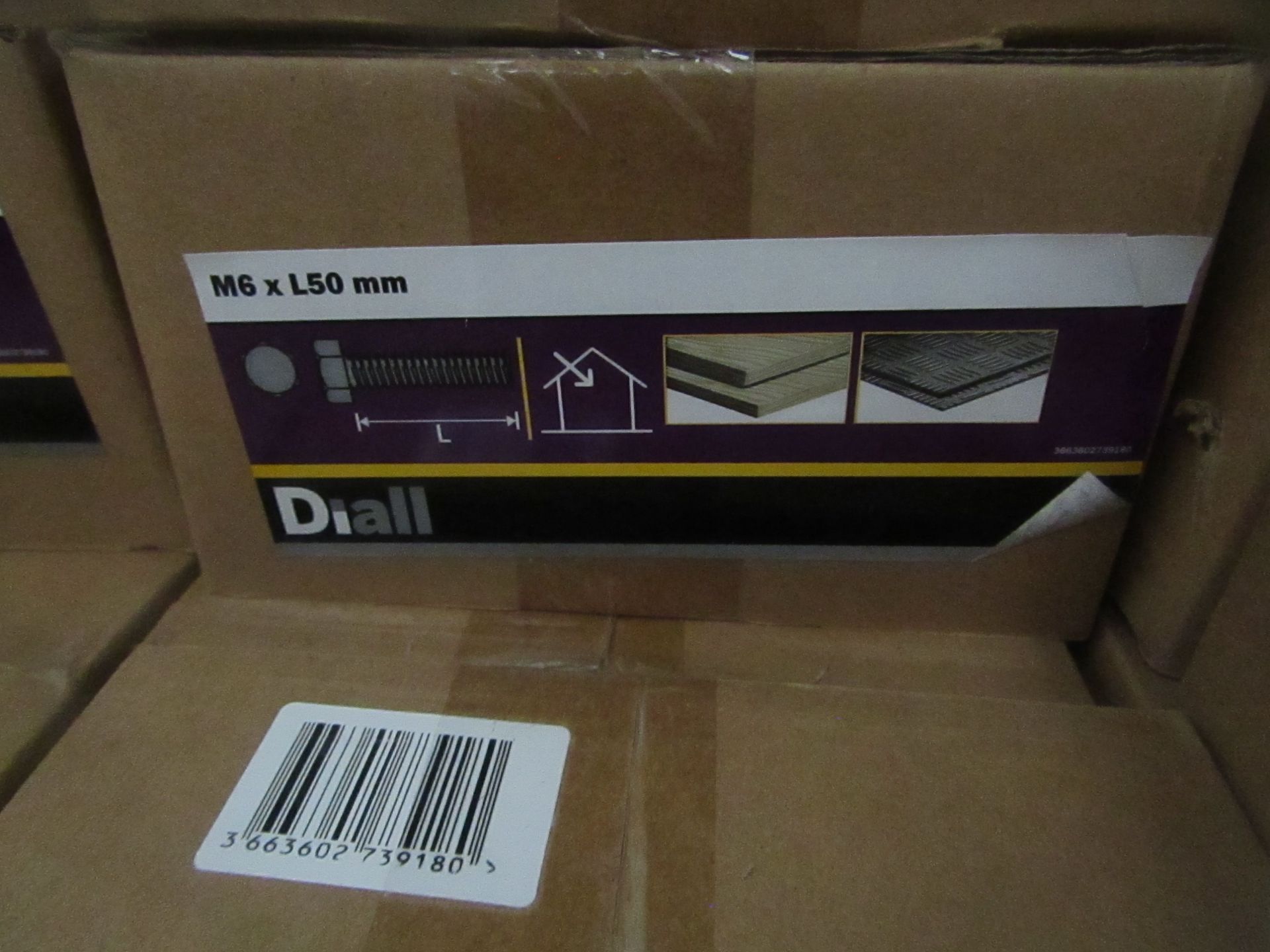 Diall - Hex Bolt 4.8 ZP M6x50mm - 4Kg Box - Unused.