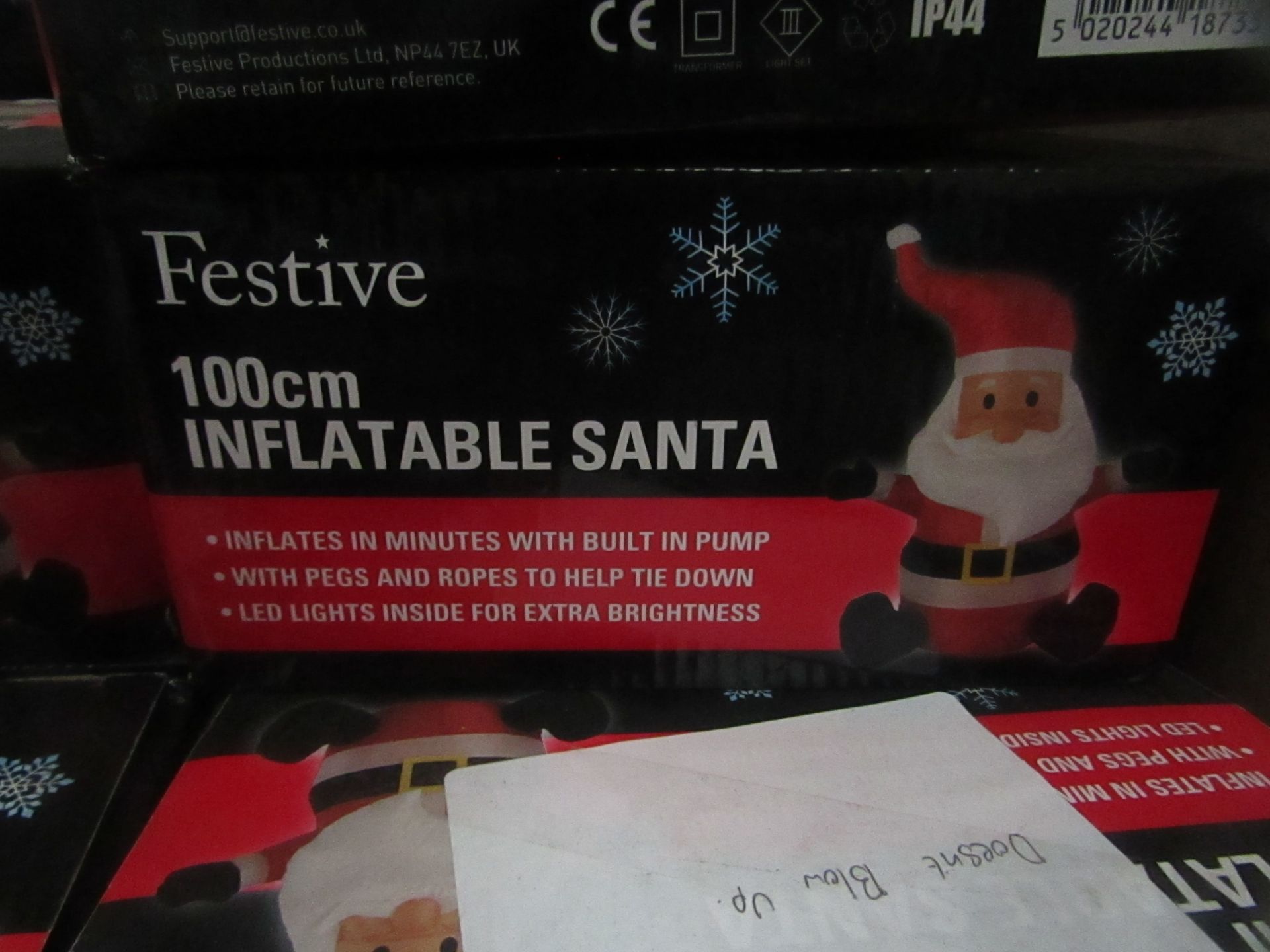 2x Festive - 100cm Inflatable Santa - Untested & Boxed.