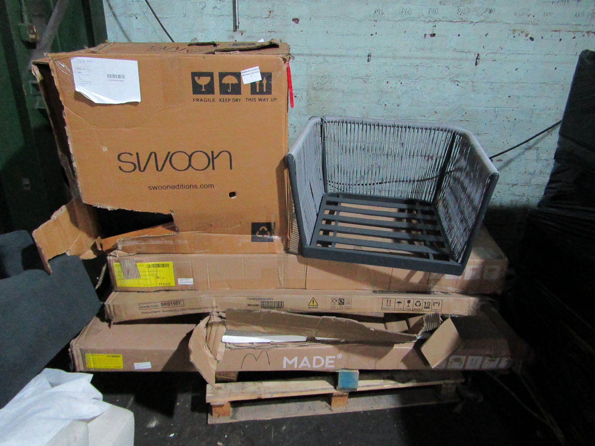 | 1X | PALLET OF FAULTY / MISSING PARTS / DAMAGED CUSTOMER RETURNS MADE.COM STOCK UNMANIFESTED |