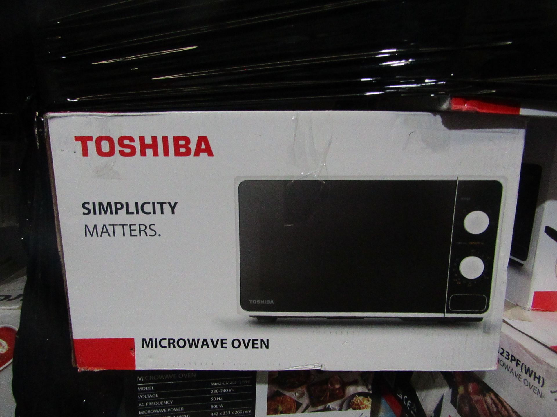 | 5X | TOSHIBA MICROWAVE OVEN | UNCHECKED | NO ONLINE RESALE | RRP £70 | TOTAL LOT RRP £350 | LOAD