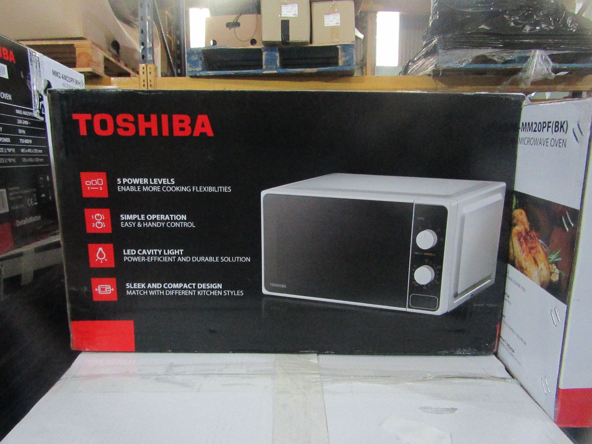 | 5X | TOSHIBA MICROWAVE OVEN | UNCHECKED | NO ONLINE RESALE | RRP £70 | TOTAL LOT RRP £350 | LOAD