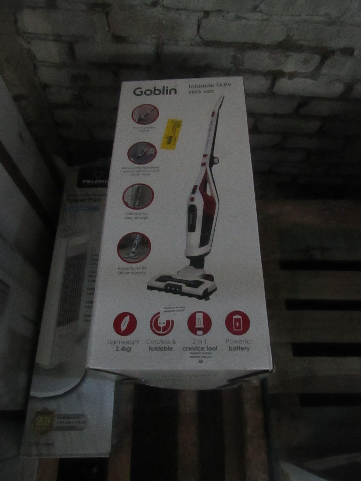 | 3X | GOBLIN FOLDABLE 14.8V STICK VAC | UNCHECKED & BOXED | NO ONLINE RESALE | RRP £60 | TOTAL