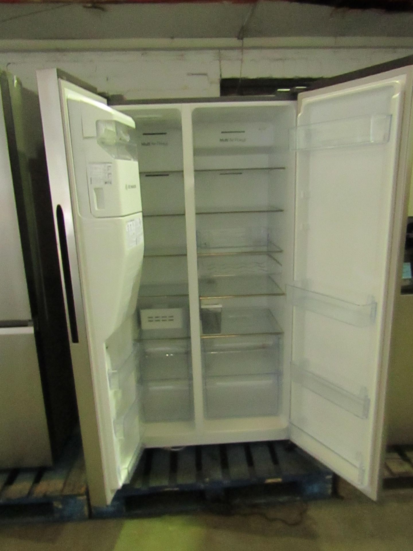 Hisense - Double Fridge Feezer with Water Dispensor - Tested Working and it gets cold, Has Damages - Image 2 of 2