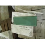 42x packs of 17, 400x150 Johnson Glazed Bevelled Edge Wall Tiles, Thyme (green) in colour, these