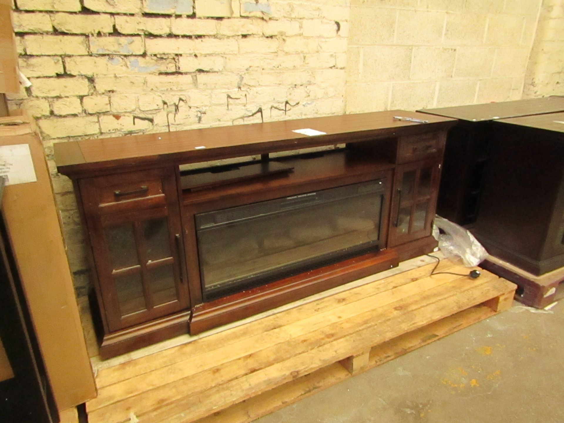 Tresanti fireplace console unit, with built in flame effect fire, powers on and flame effect works