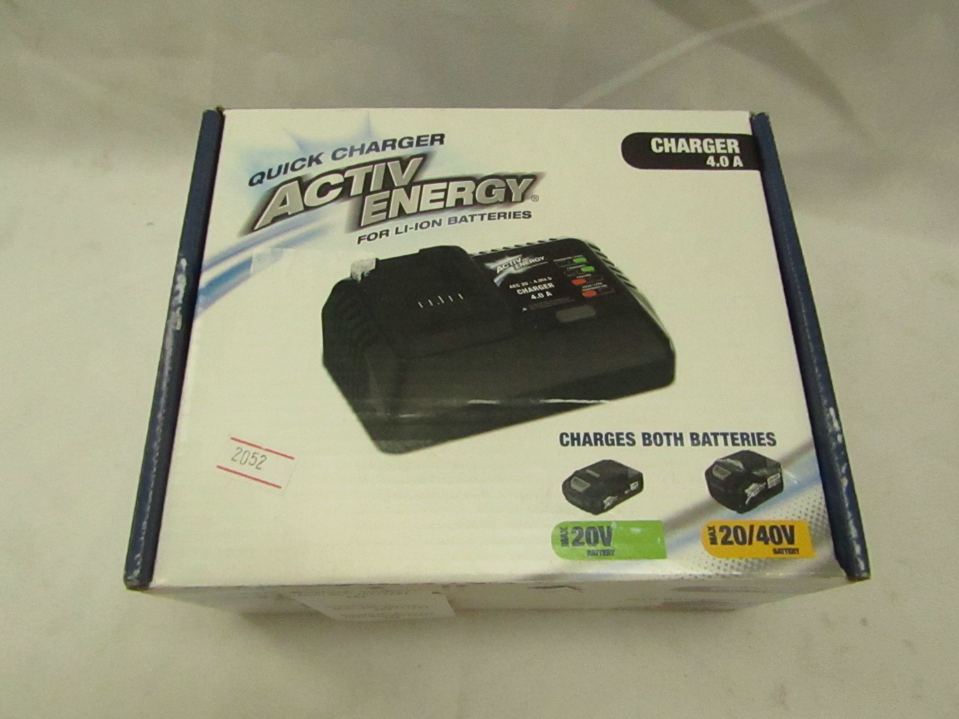 Activ Energy - Quick Charger For Li-Ion Batteries - Includes 1x 20V Battery - Unchecked & Boxed.