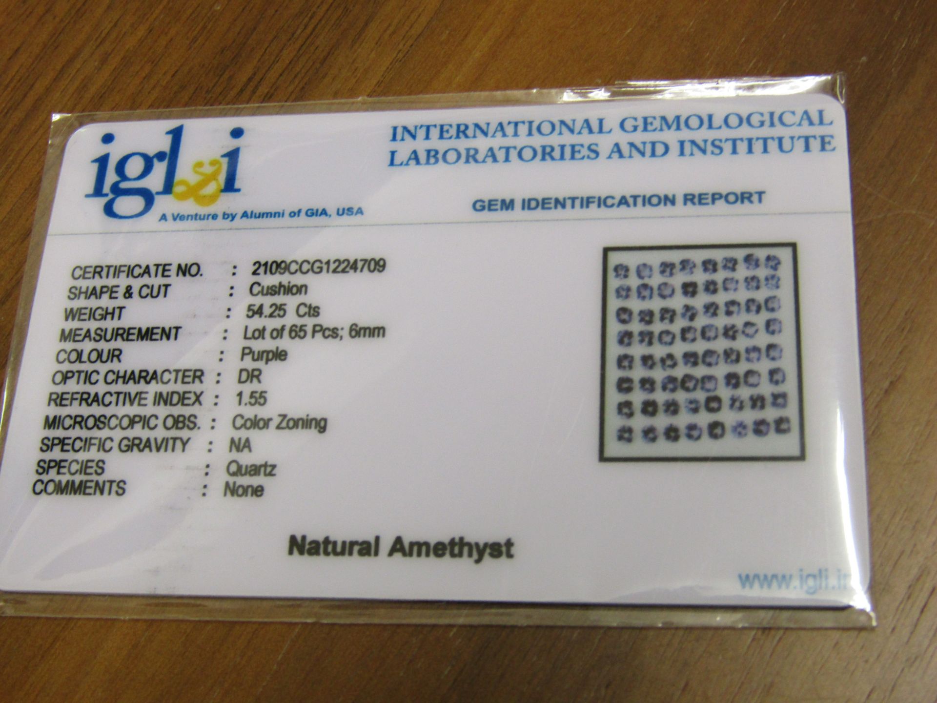 IGL&I Certified - Natural Brazilian Amethyst - 54.25 Carats - 65 Pieces - Cushion cut - Average - Image 2 of 2